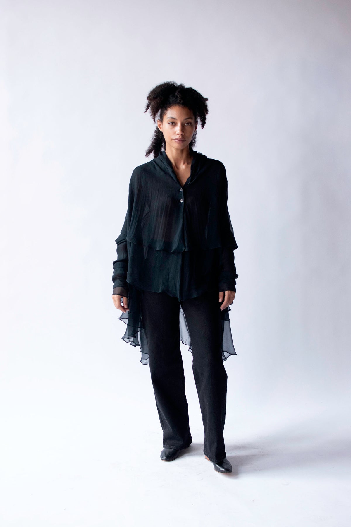 1990s Black Chiffon Top | Complice by Dolce & Gabbana