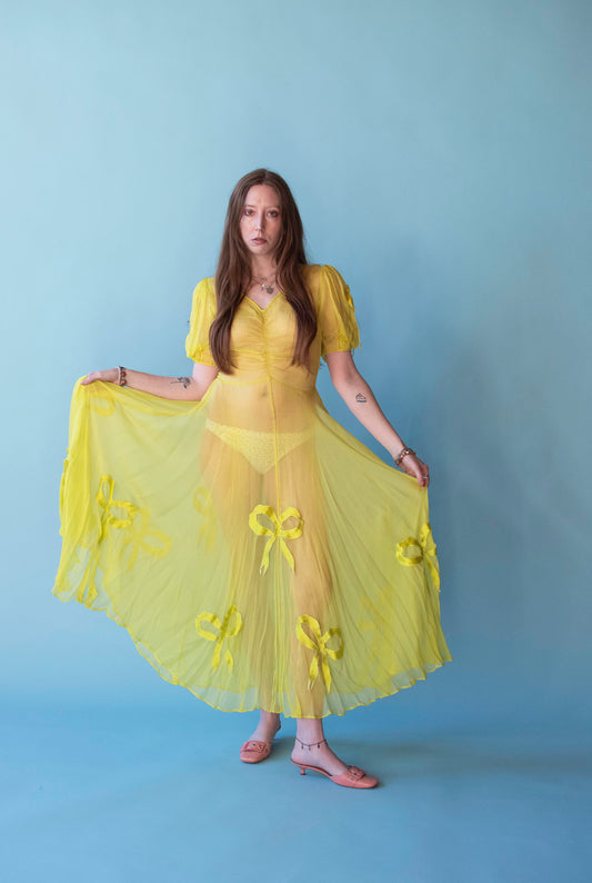 Chartreuse Puff Sleeve Dress | Norma Kamali