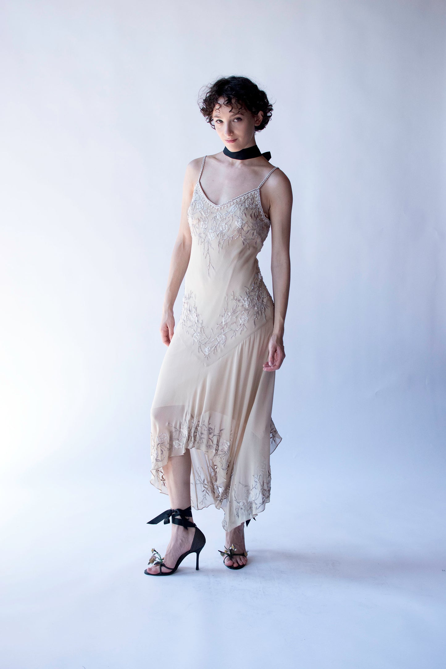Beaded + Emboridered Chiffon Dress | Sue Wong