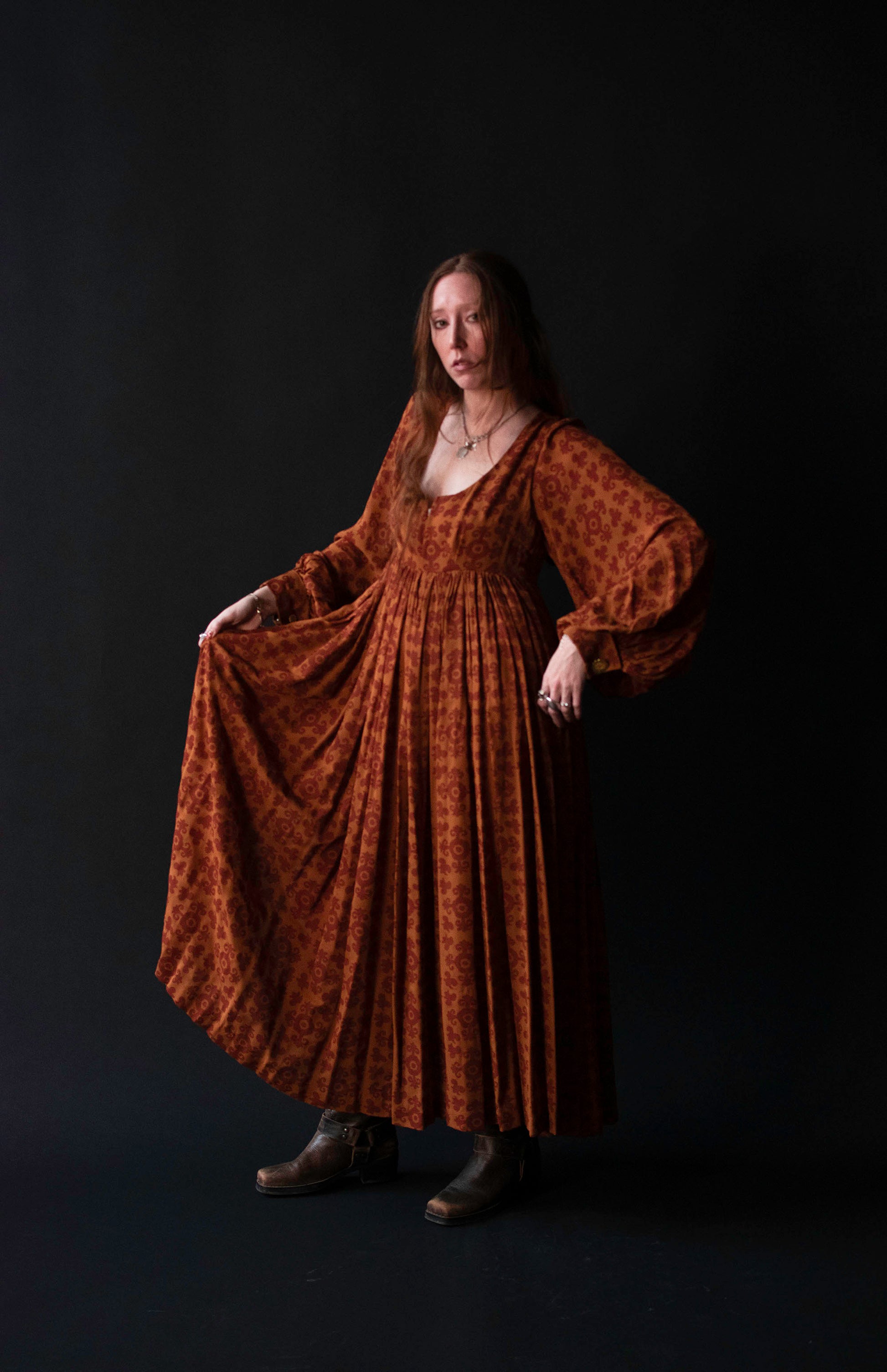 Silk Bishop Sleeve Dress