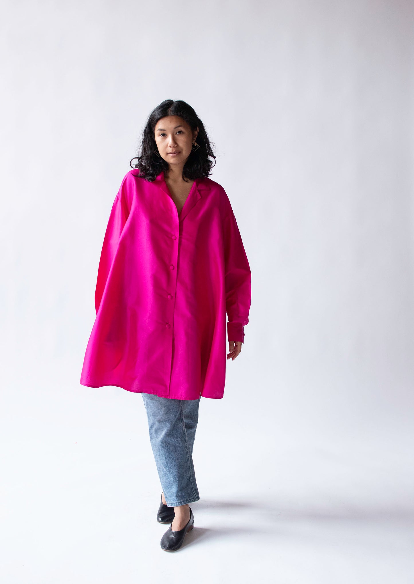 1990s Hot Pink Silk Top | Donna Karan