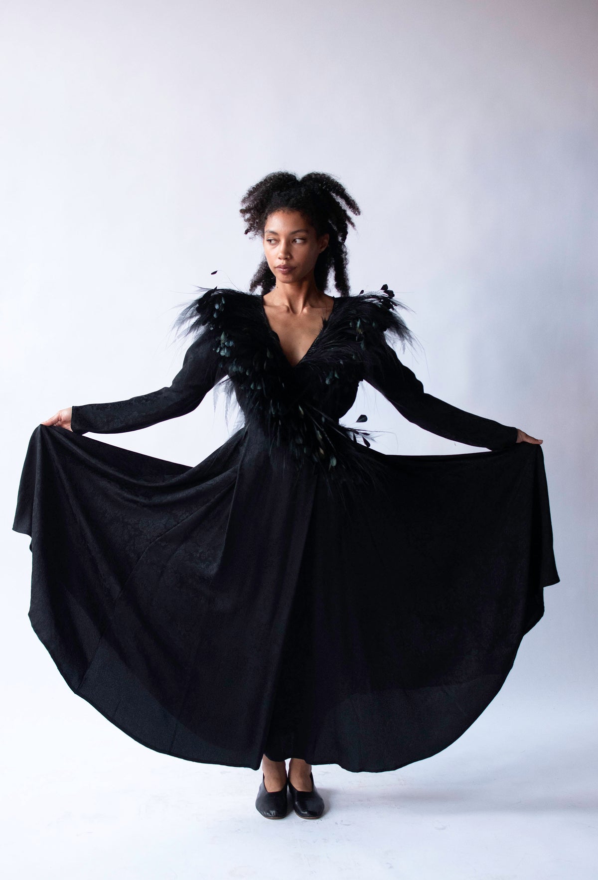 Feather Trim Silk Dress | Nina Ricci