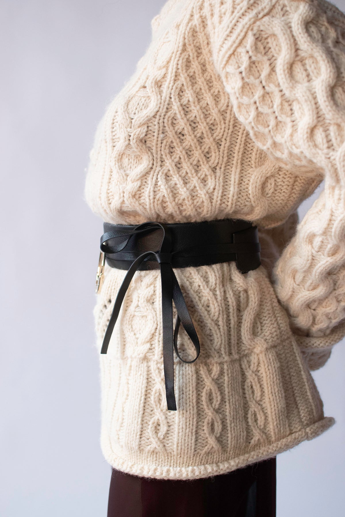 Black Leather Safety Pin Belt | Gianfranco Ferré