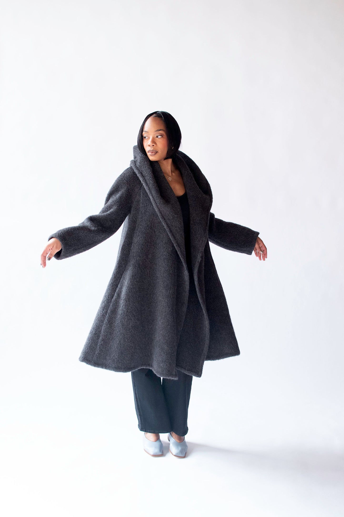 Gray Mohair Coat | Donna Karan