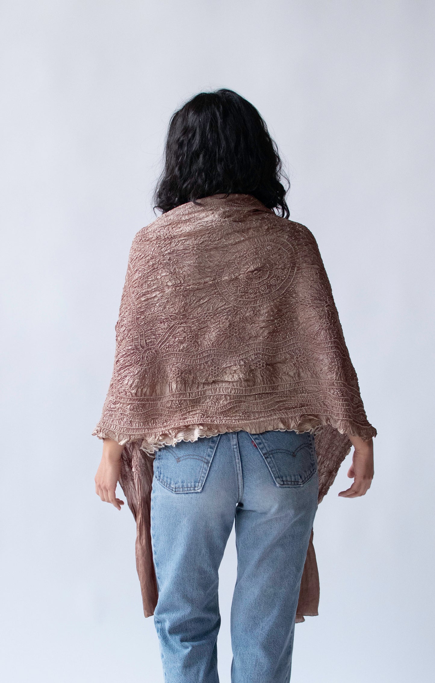 1990s Pleated Silk Shawl