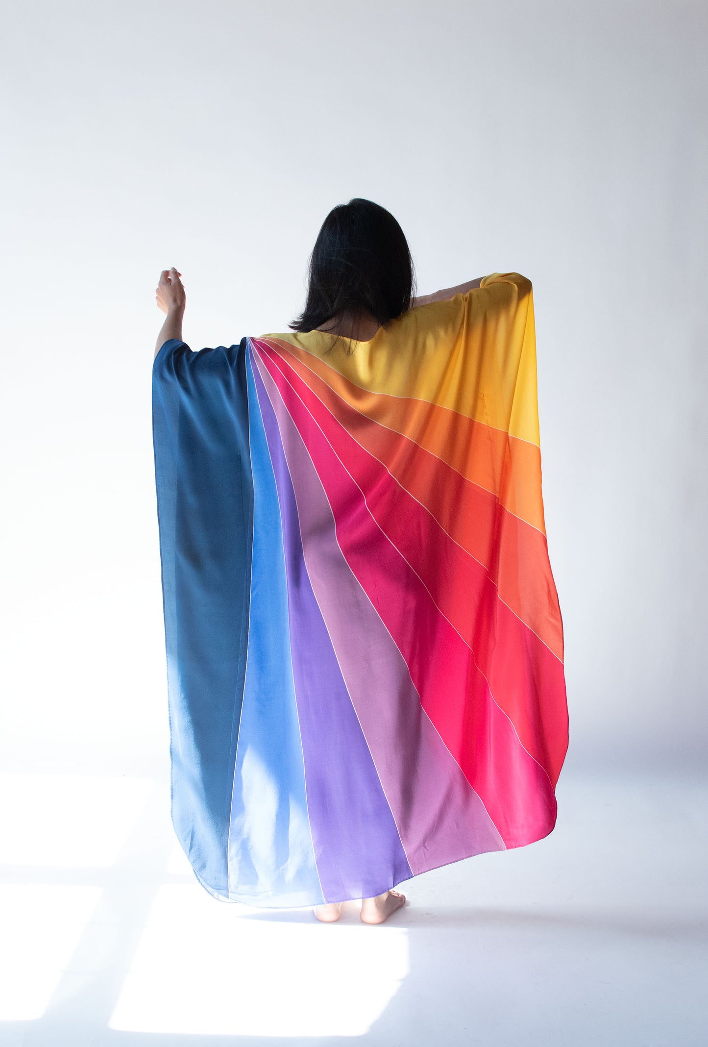 1970s Rainbow Silk Caftan