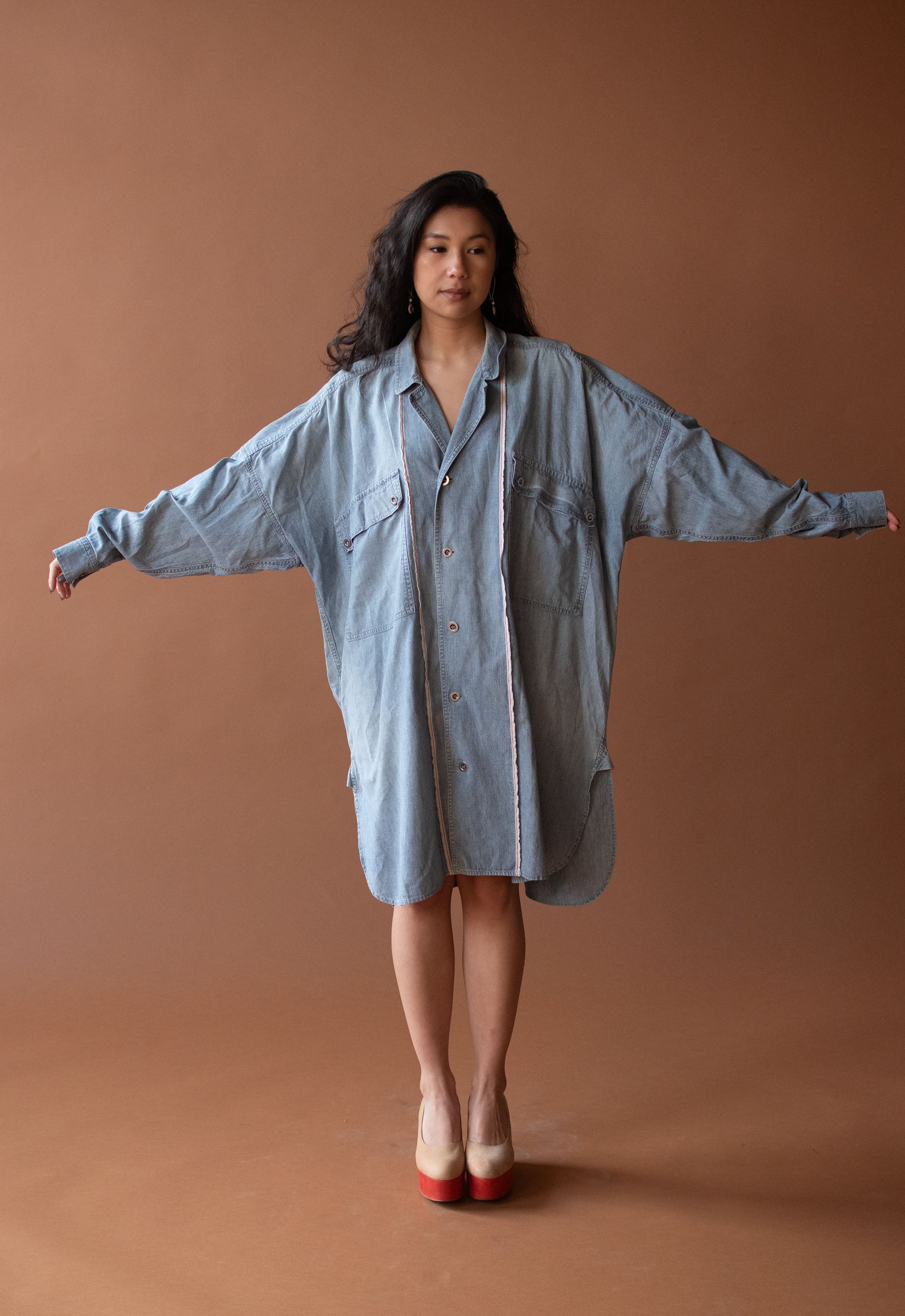 The Chambray Waisted Shirt Dress | Commonry