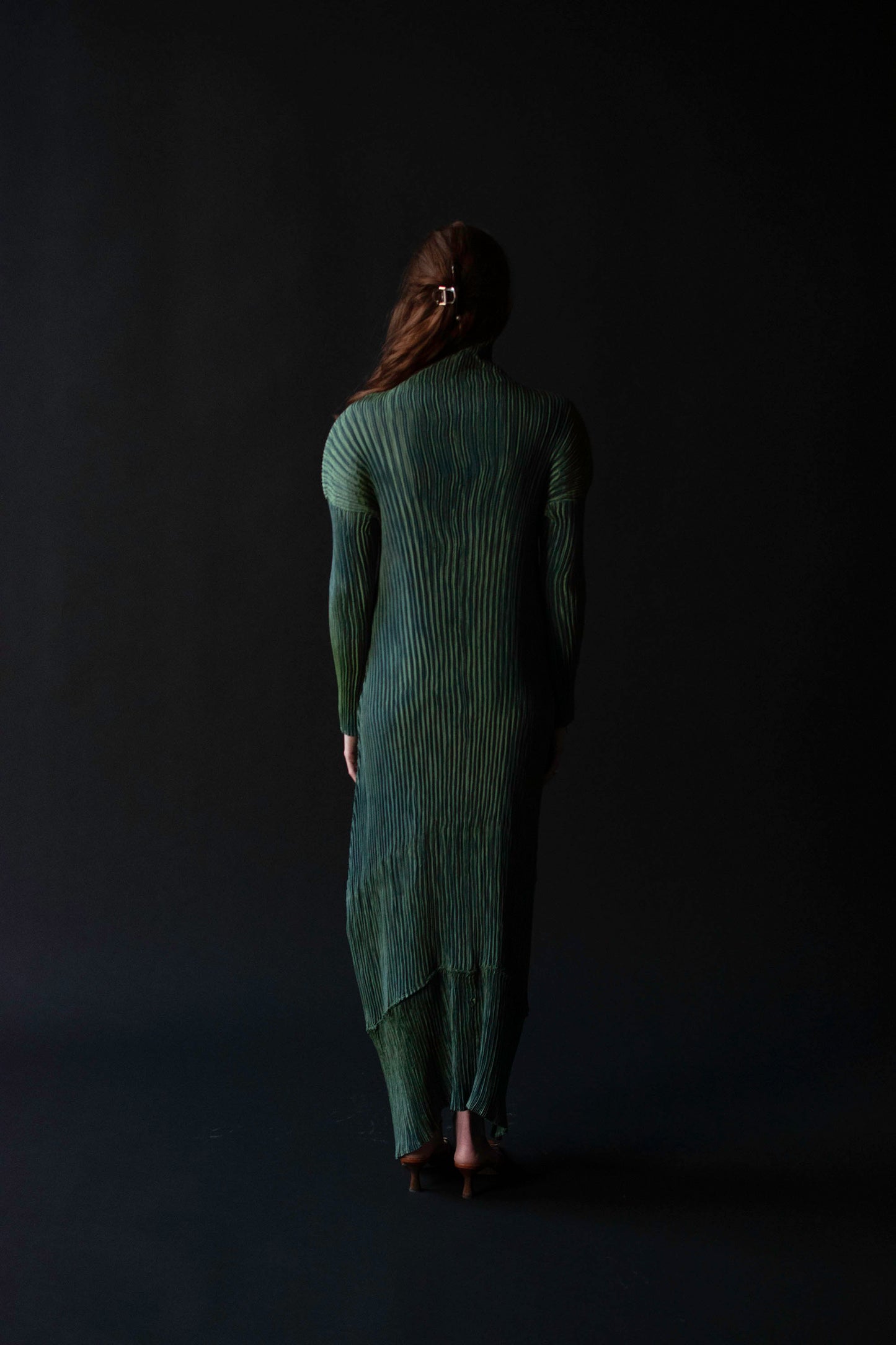 Iridescent Pleated Green Dress | ssey Miyake FW 1995