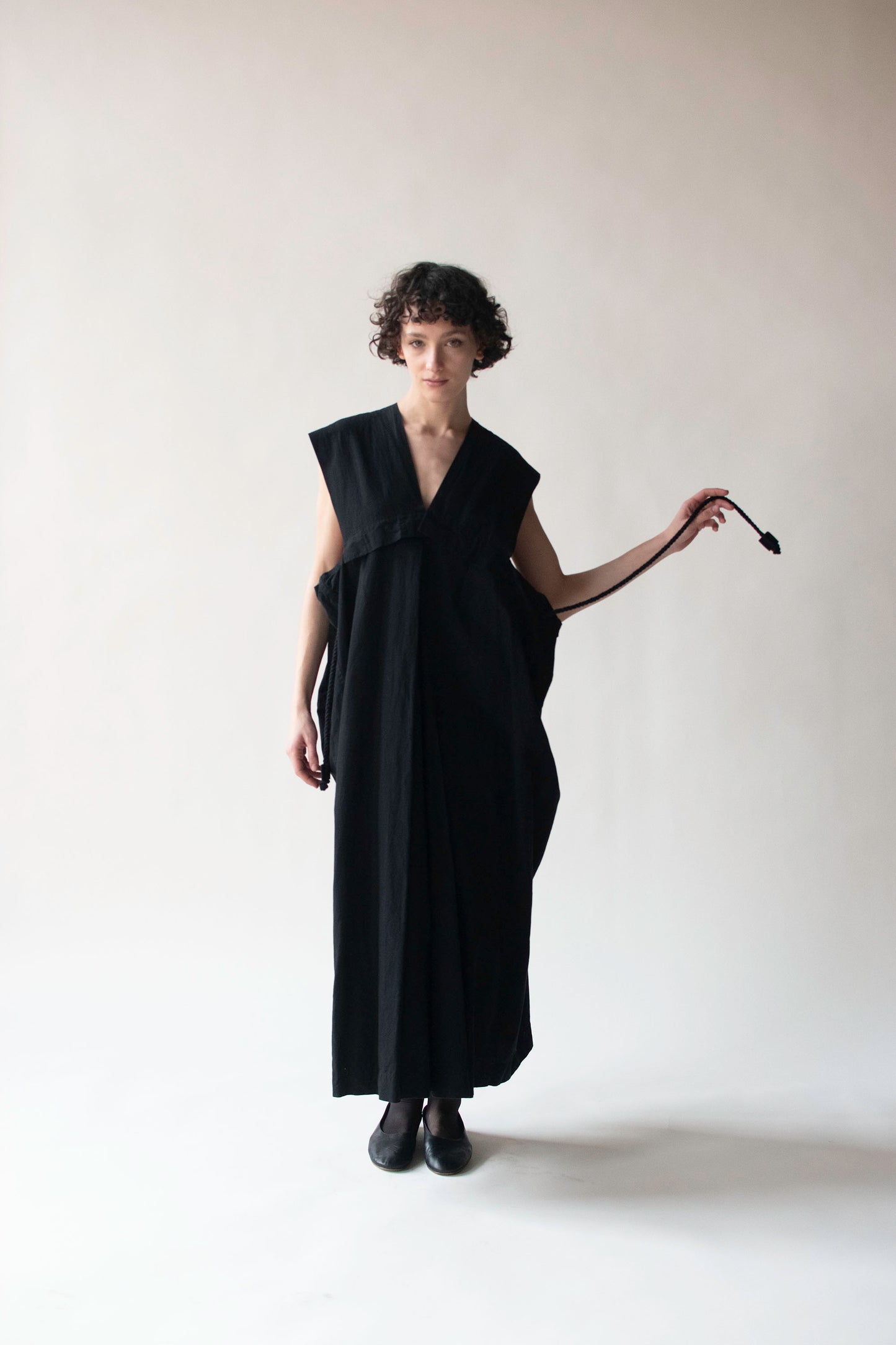 Black Dress w/ Rope Belt | Issey Miyake