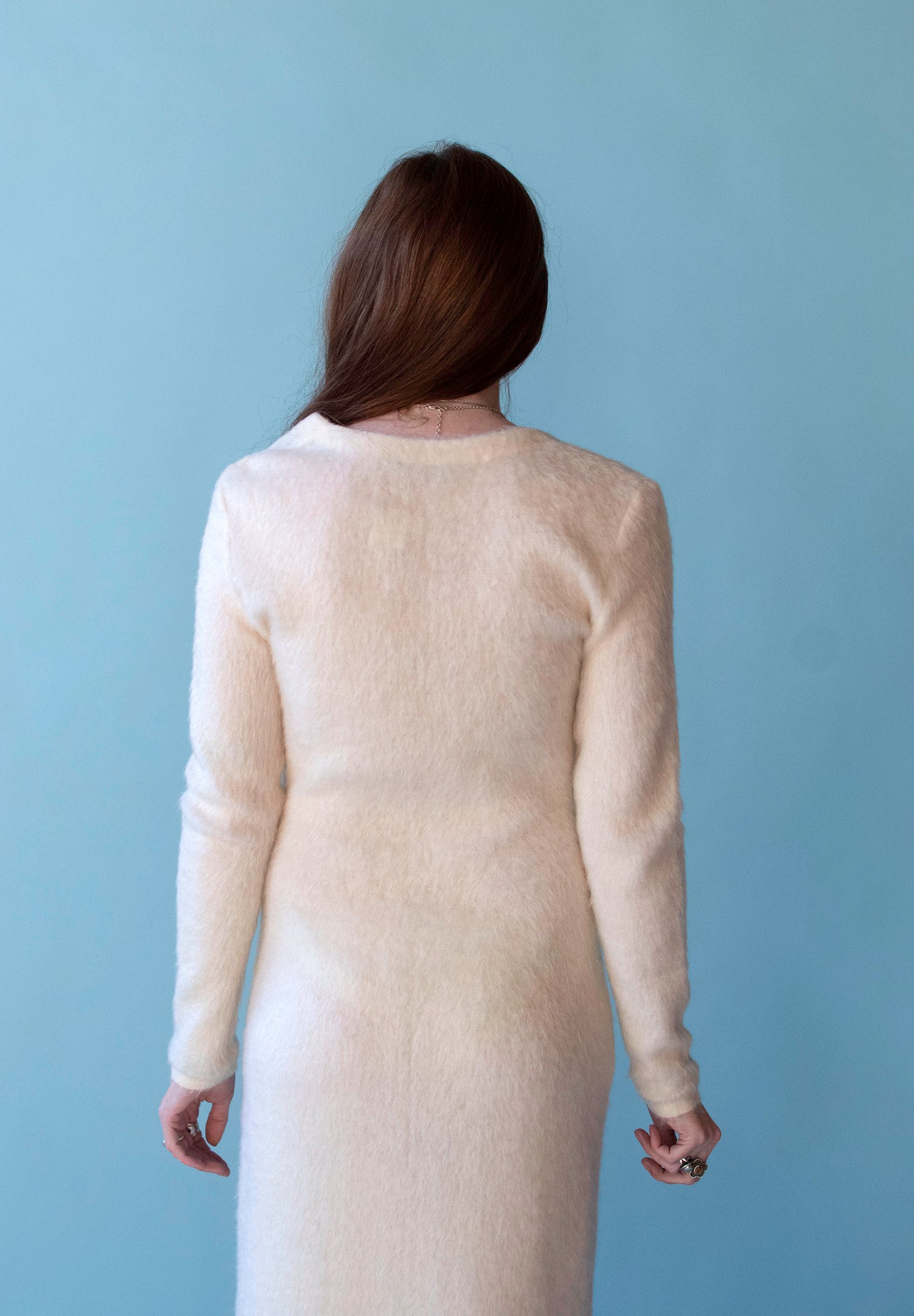Cream Fuzzy Knit Dress| Marina Spadafora