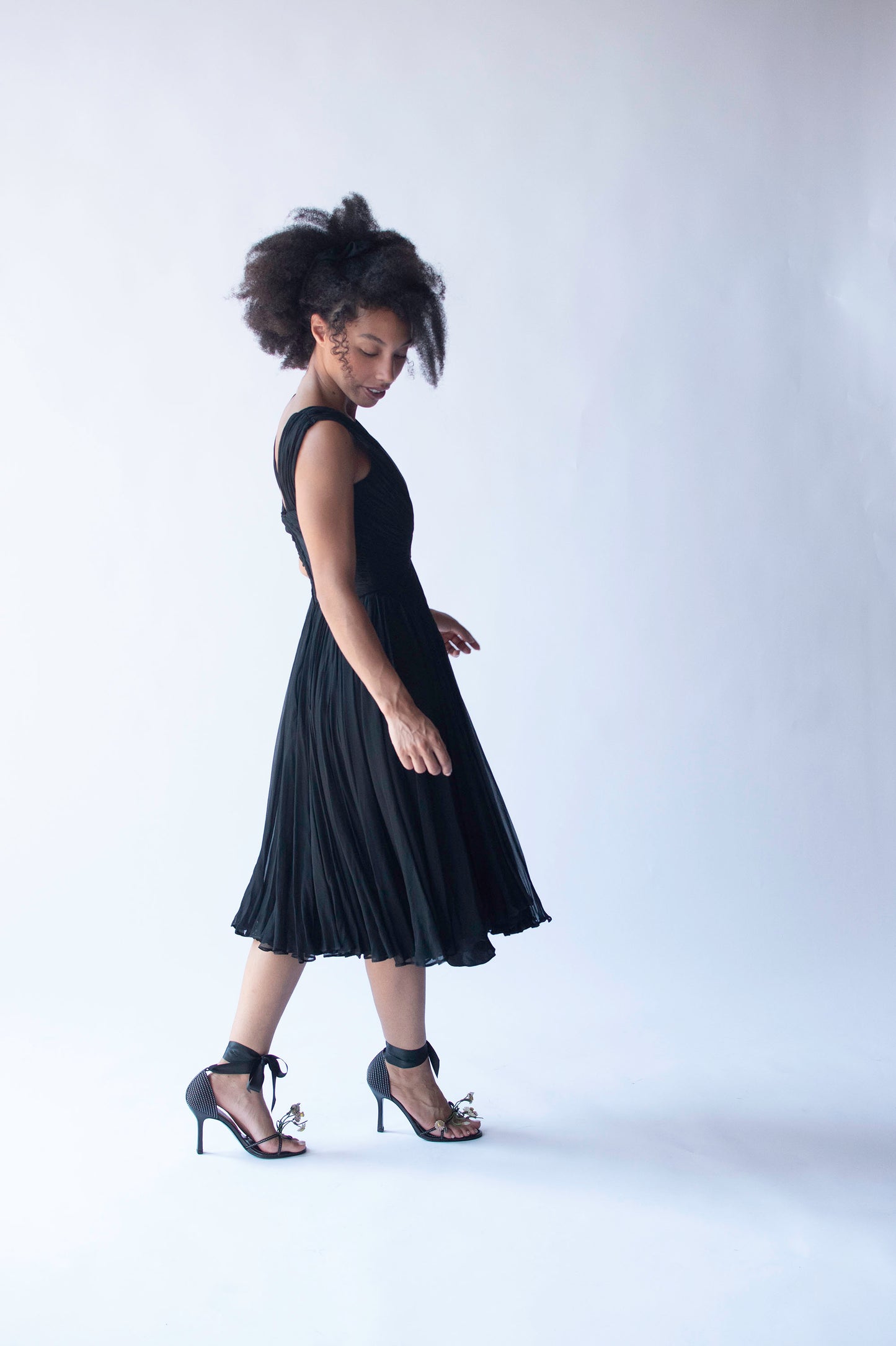 1950s Gathered Chiffon Dress | Nanty
