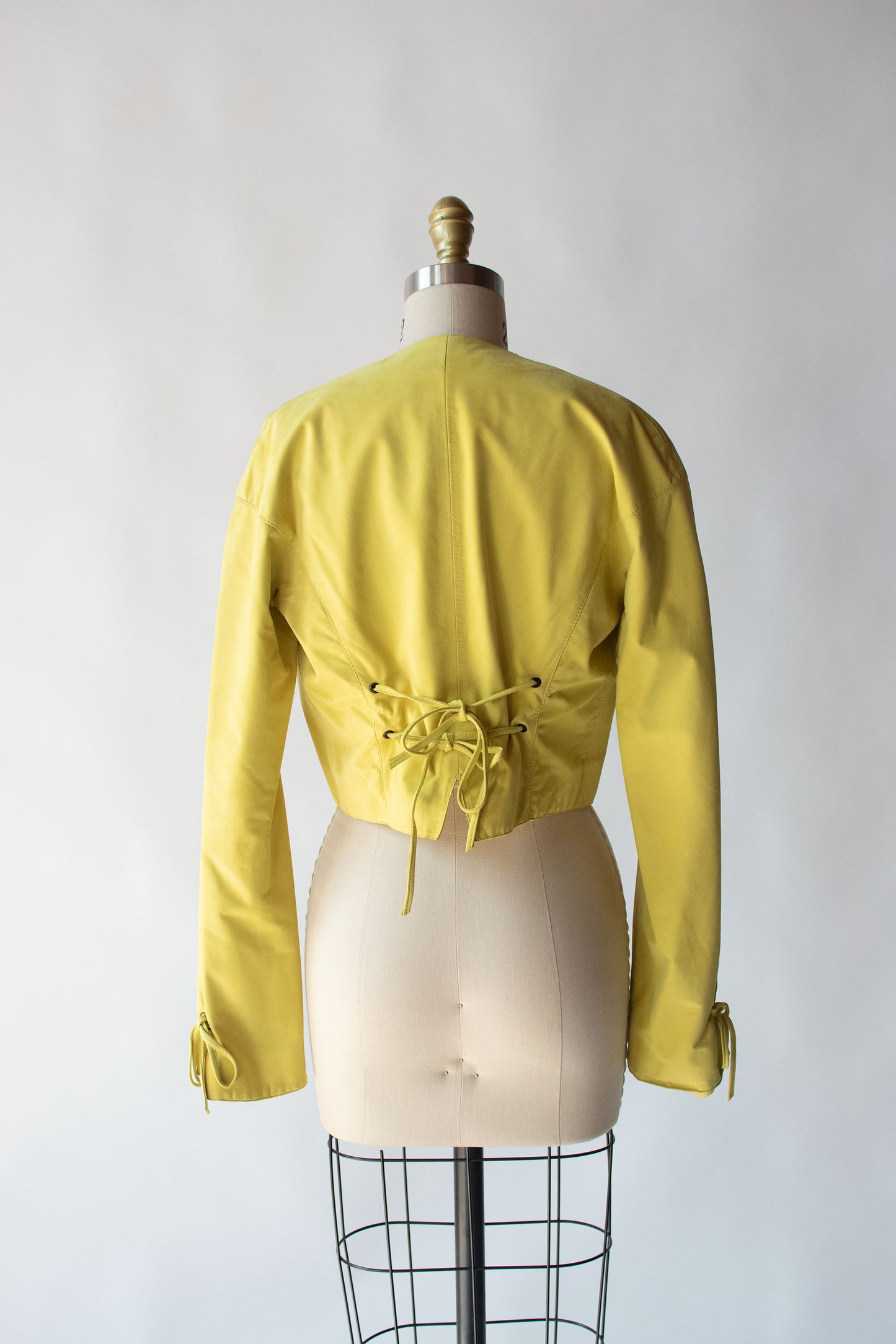 1990s Chartreuse Leather Jacket | Claude Montana