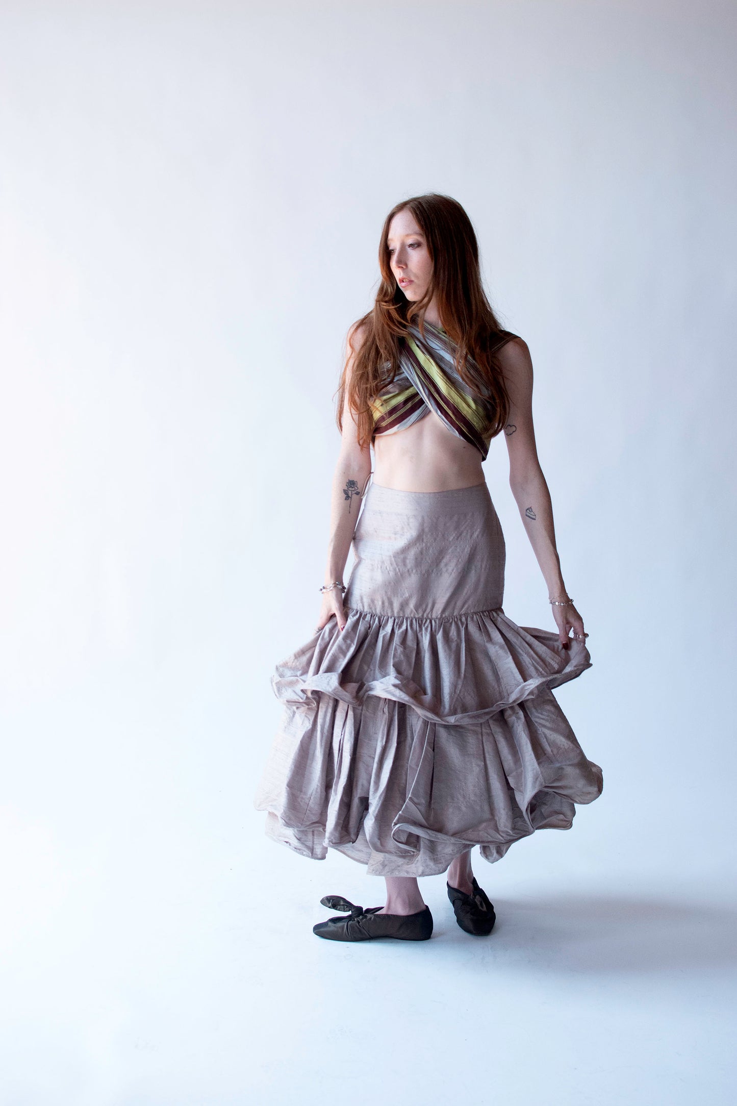 Putty Silk Ruffled Skirt | Romeo Gigli for Callaghan