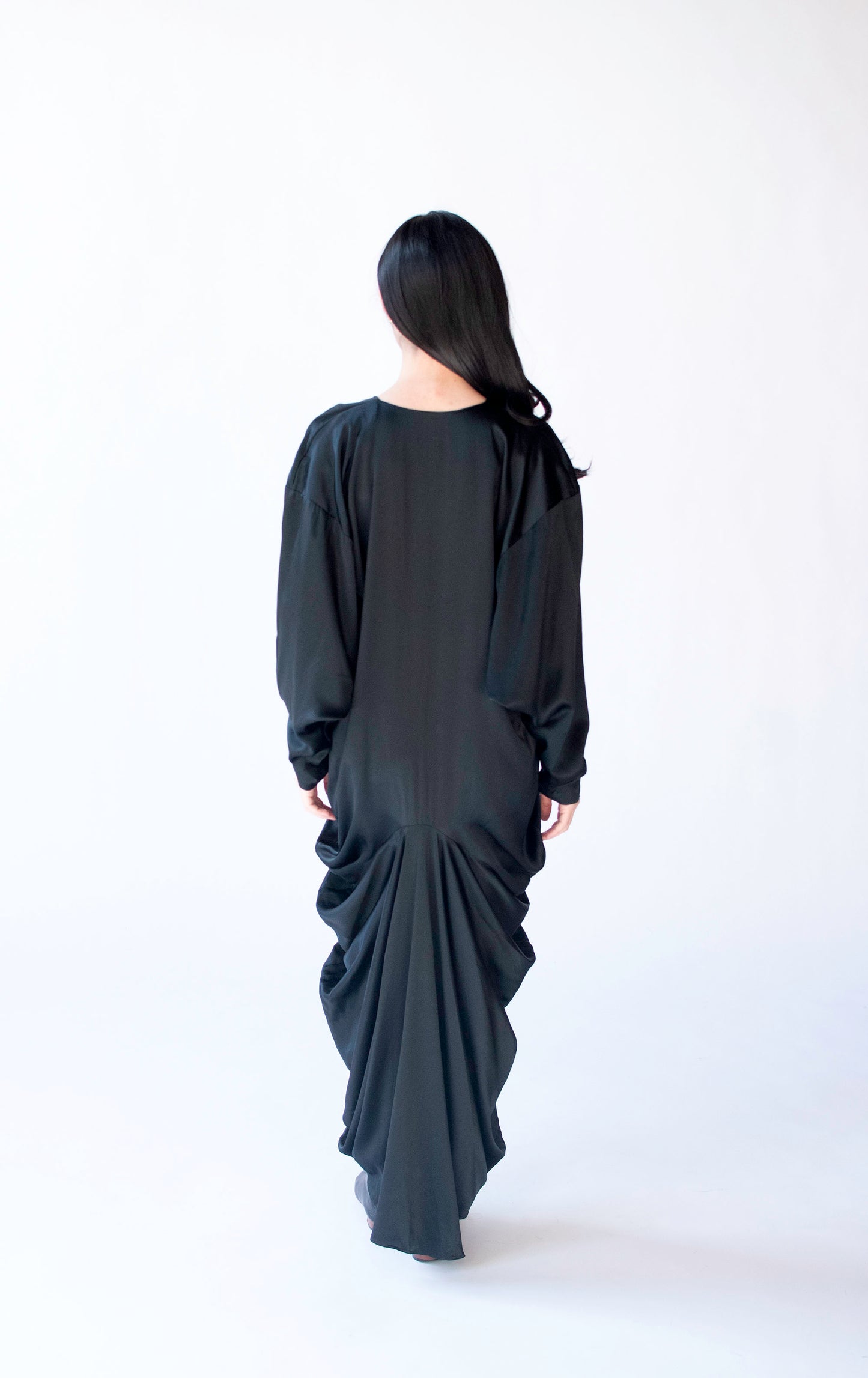 1980s Draped Silk Dress