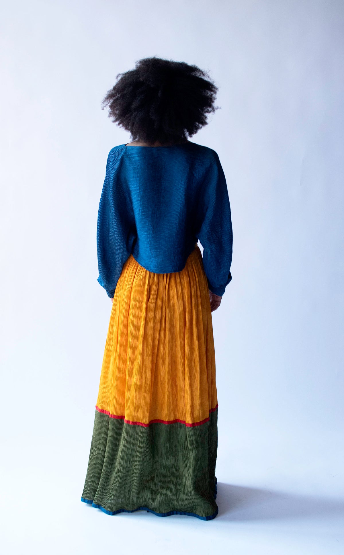 1980s Silk Plisse Color Block Set | Geoffrey Beene