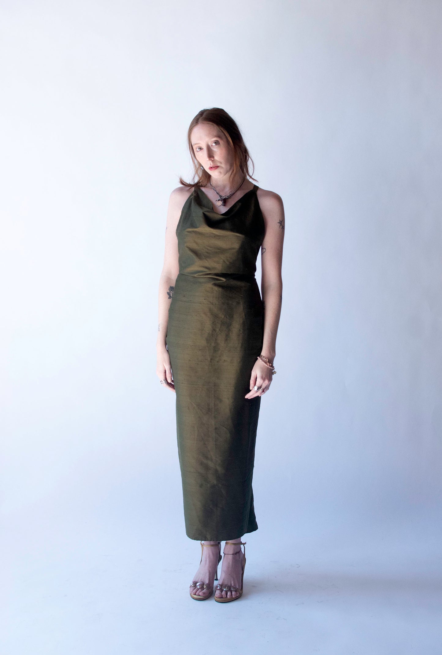 Olive Silk Dress | Stephan Janson