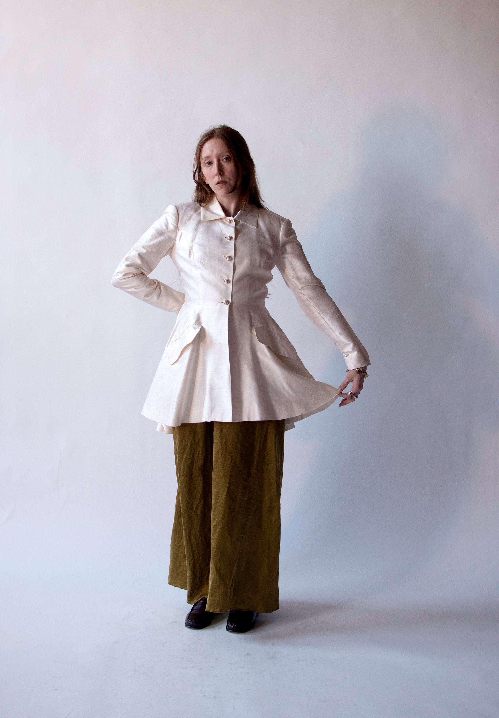 Cream Silk Peplum Jacket | Isaac Mizrahi – Female Hysteria Vintage