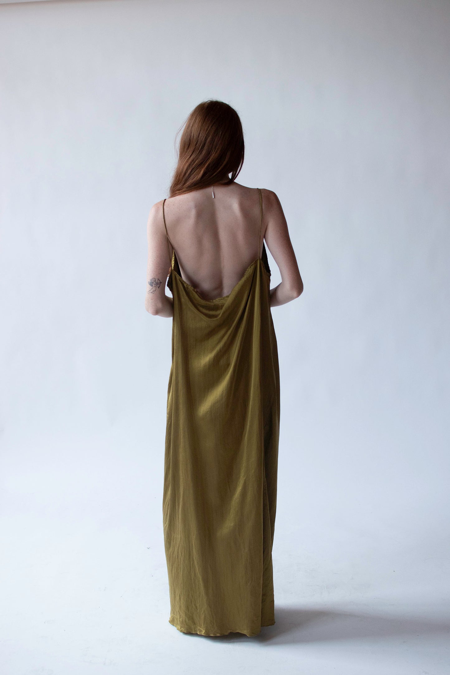 Olive Silk Slip Dress | Holly Lueders