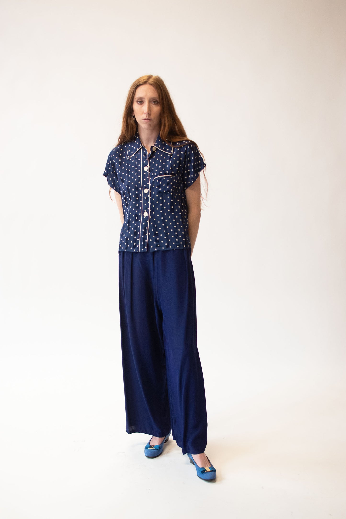 1940s Blue Pajamas Set