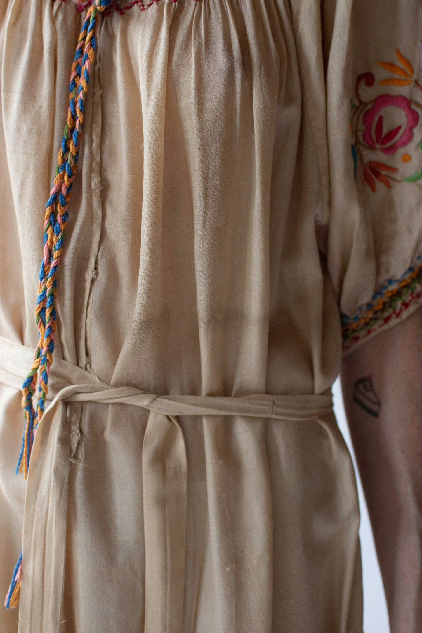 1920s Embroidered Silk Hungarian Dress