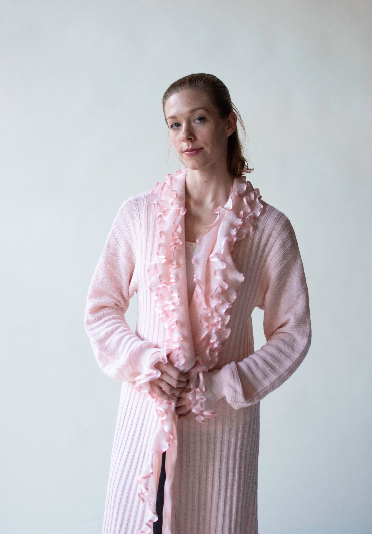 1980s Pink Knit Duster | Liseuses Poggi