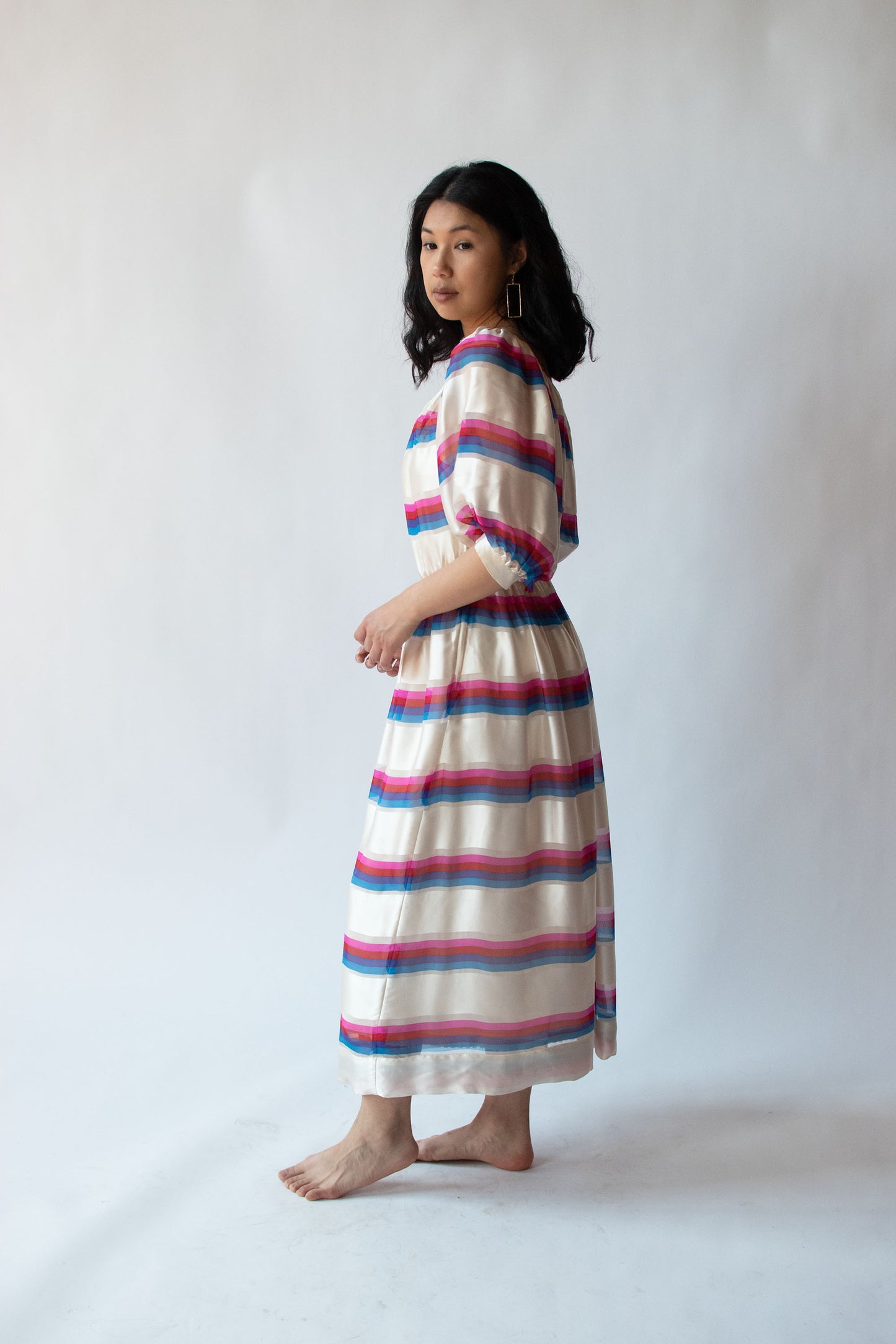 1980s Striped Silk Dress | Albert Nipon