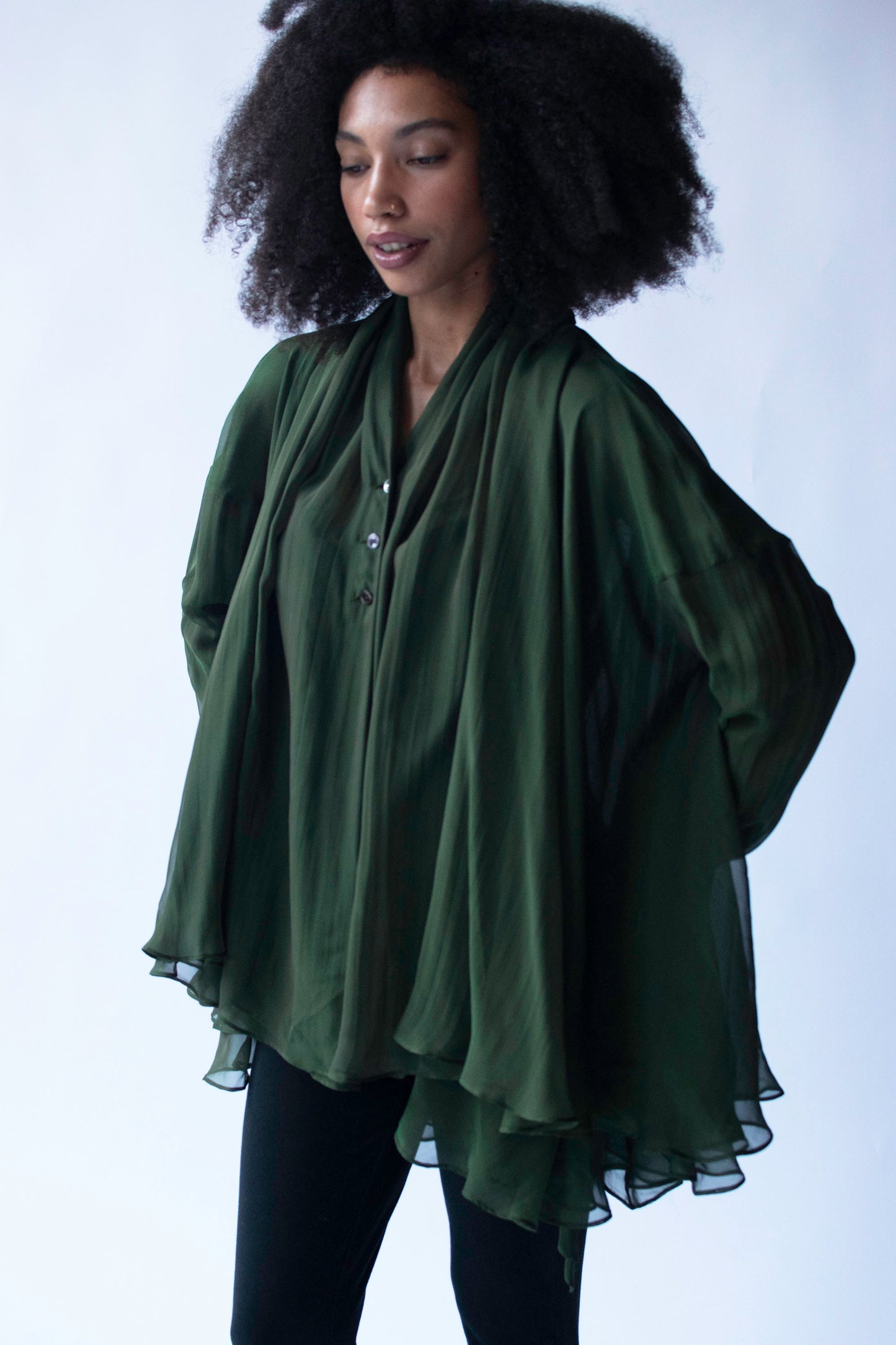 1990s Green Chiffon Top |  Complice by Dolce & Gabbana