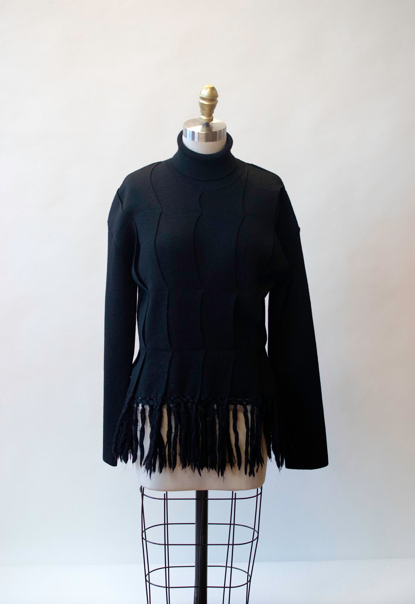 Black Wool Sweater w/ Fringe | Jean Paul Gaultier