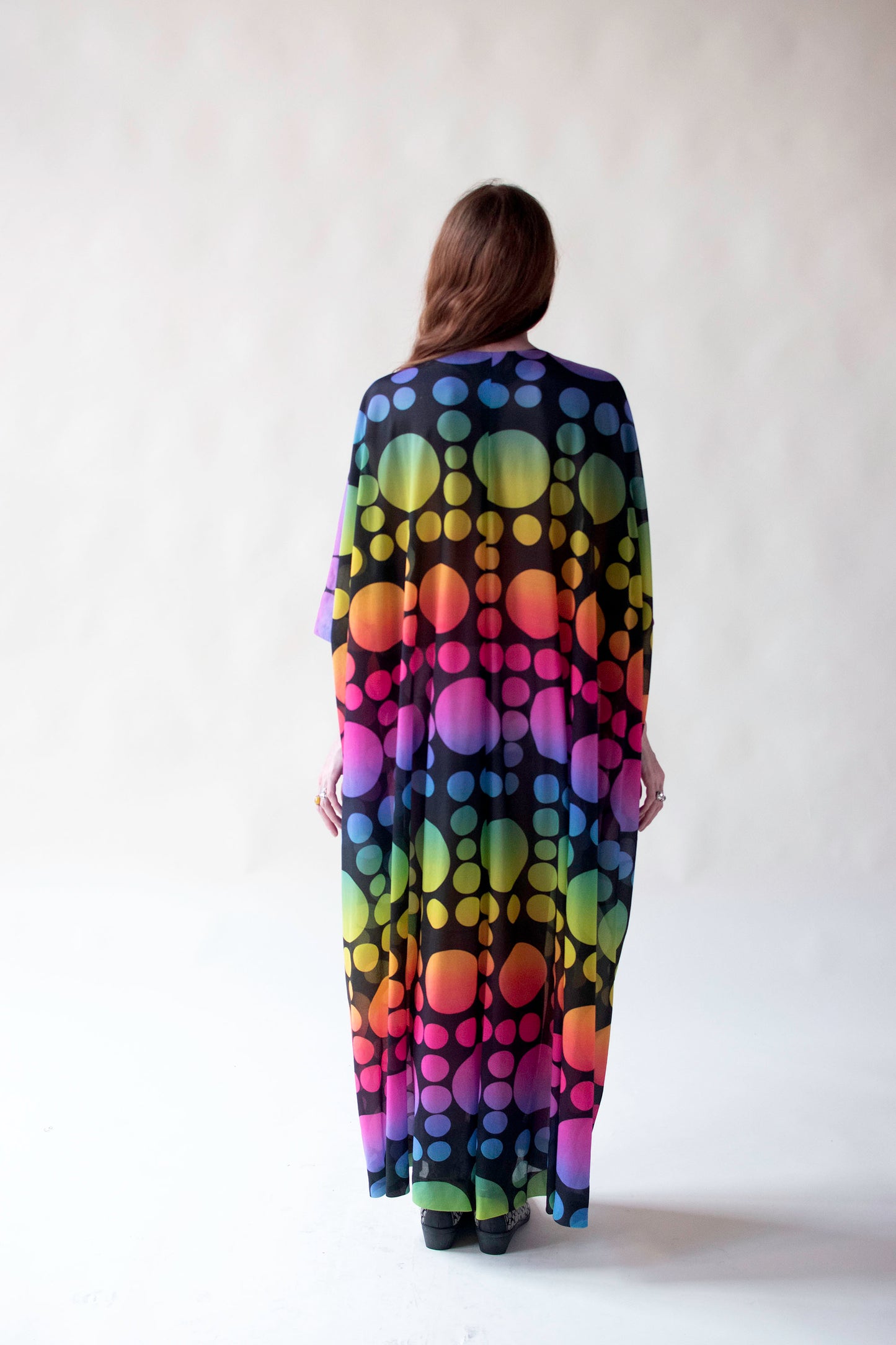 1970s Rainbow Polka Dot Caftan