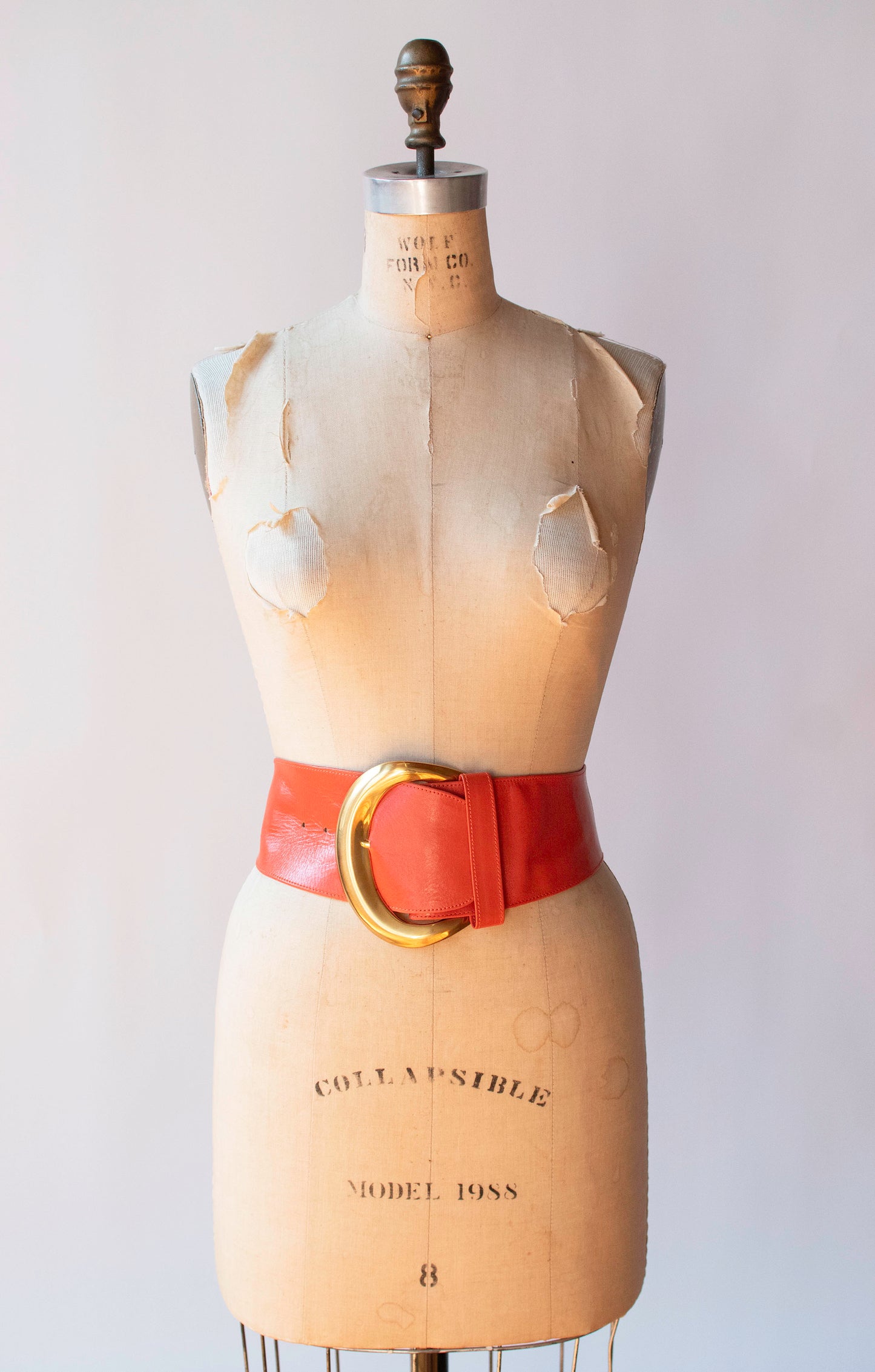 1990s Orange Leather Belt | Donna Karan
