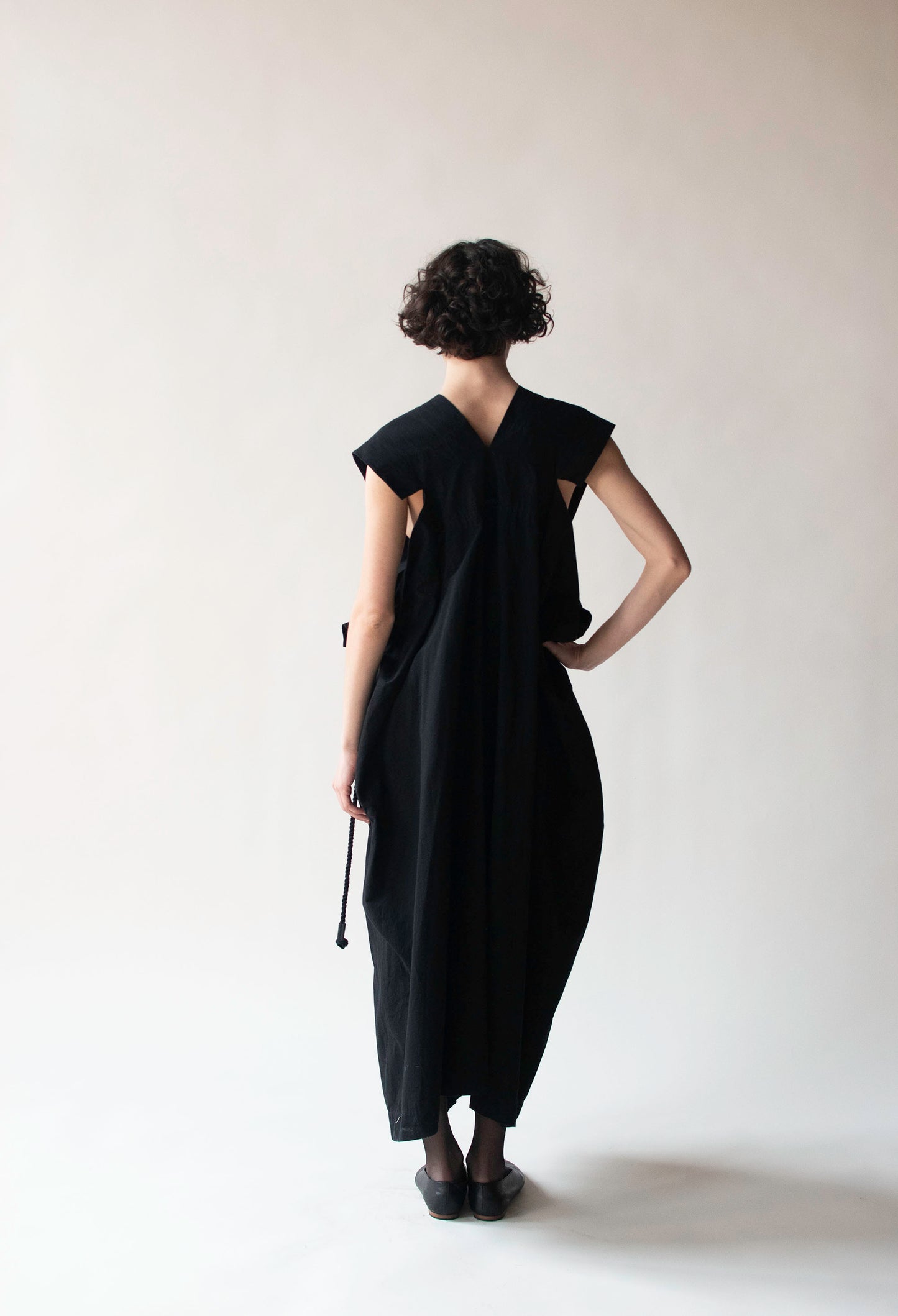 Black Dress w/ Rope Belt | Issey Miyake