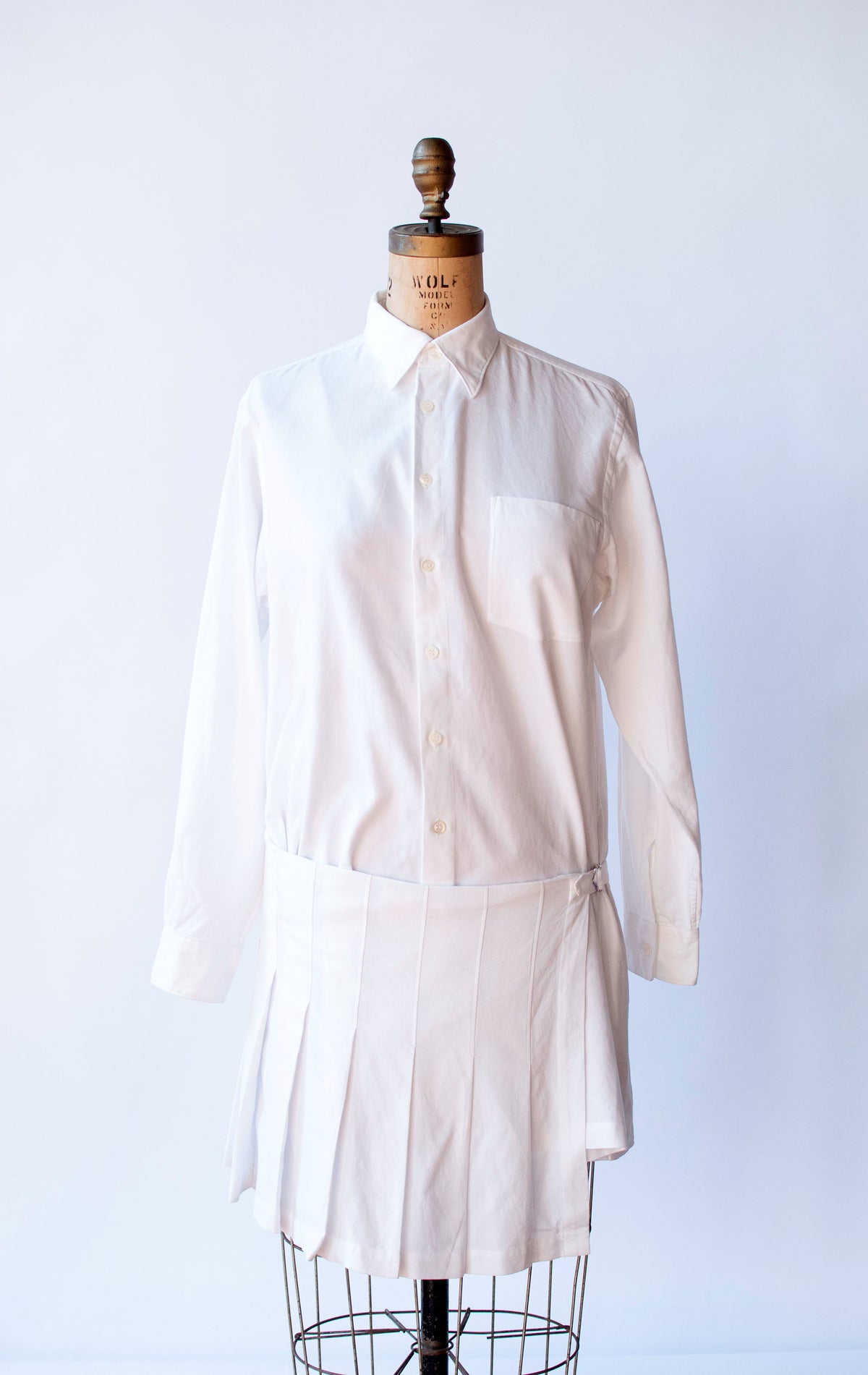 Pleated White Shirtdress | Junya Watanabe Comme des Garcons AD 1994