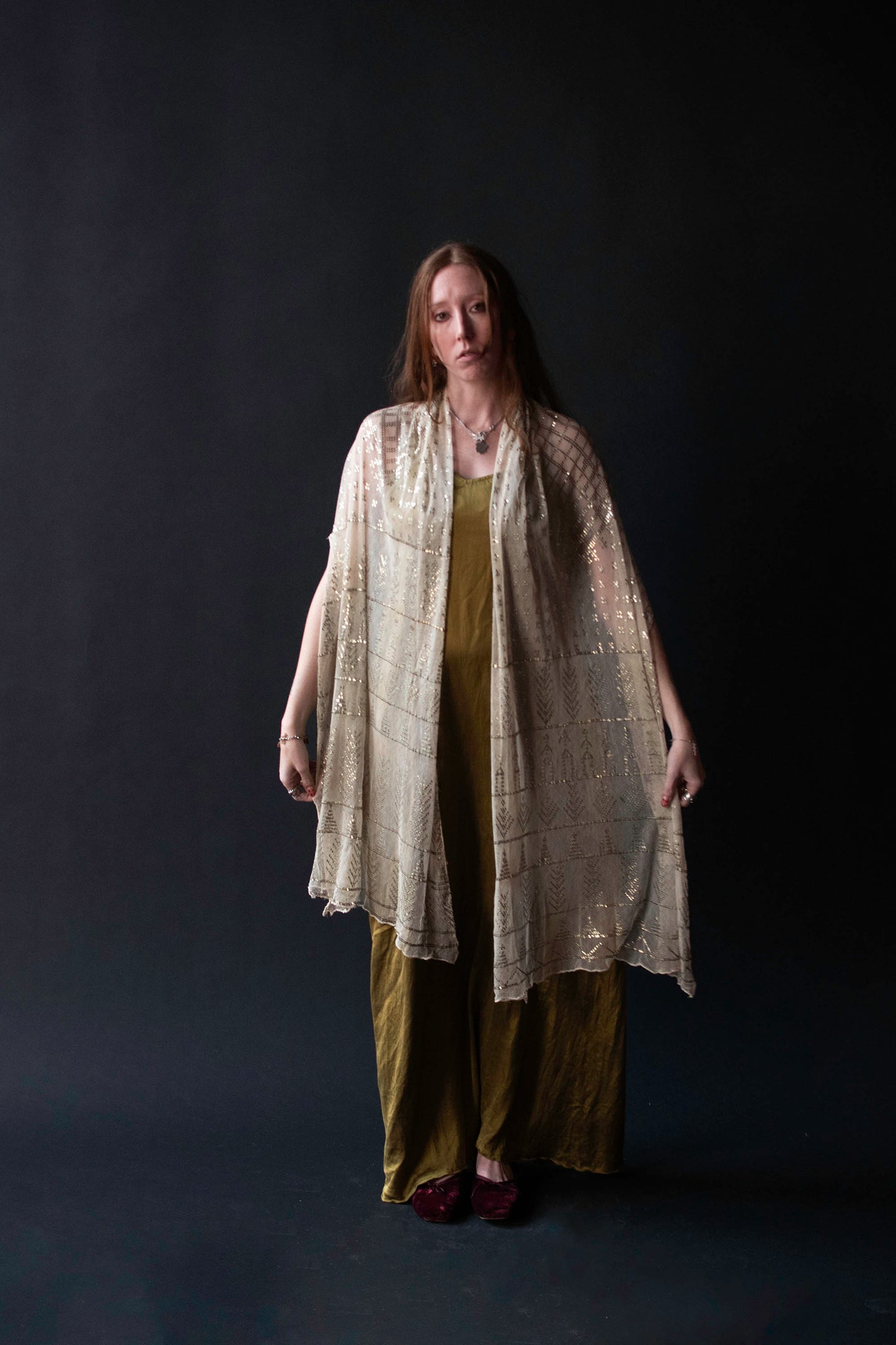 1920s Assuit Tulle bi Telli Shawl