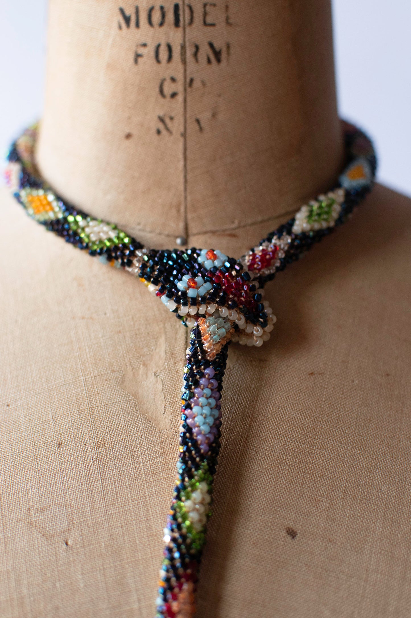 Bead Crochet Snake | Rainbow Oil Slick Diamond