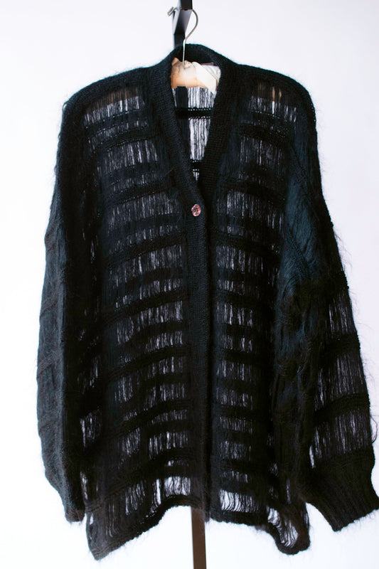Black Mohair Cardigan | Romeo Gigli