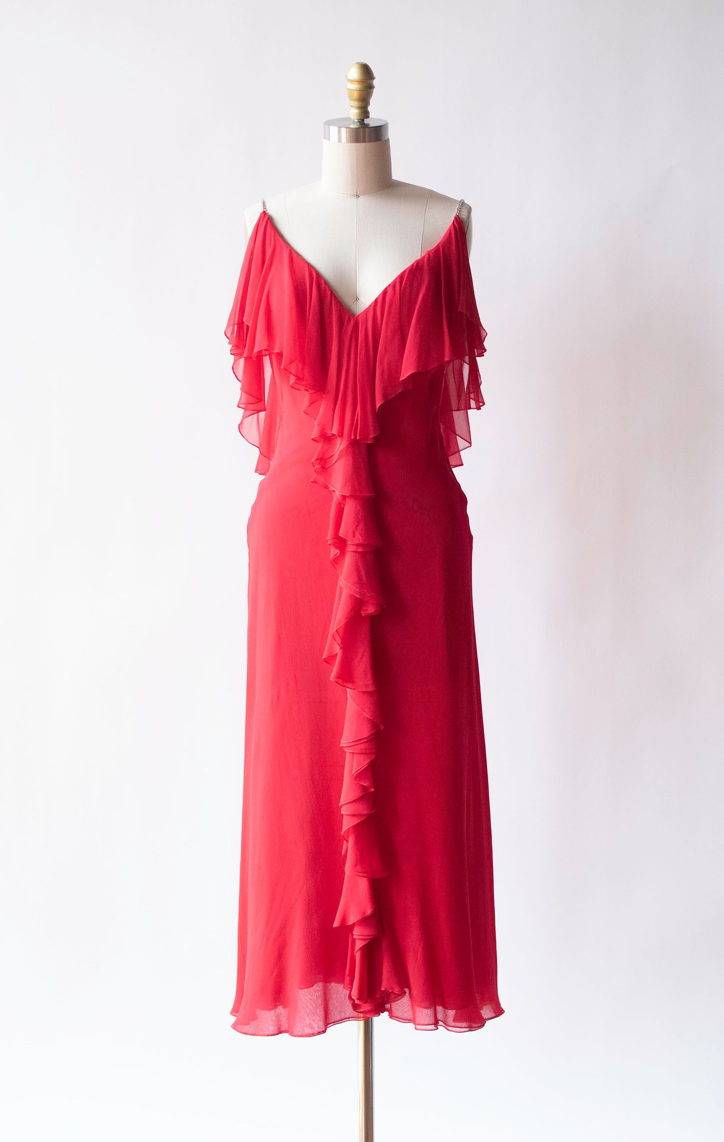 Red Chiffon Dress| Pauline Trigeré