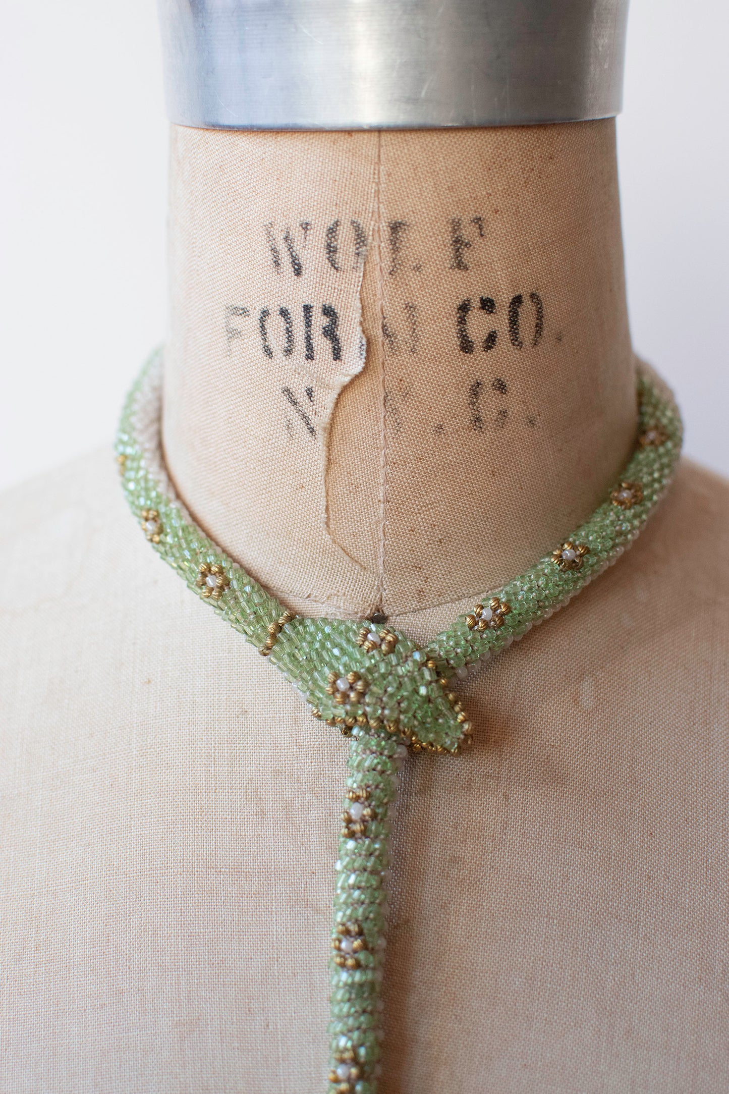 Bead Crochet Snake | Pale Green Flower
