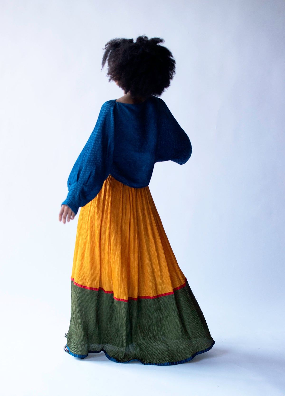 1980s Silk Plisse Color Block Set | Geoffrey Beene