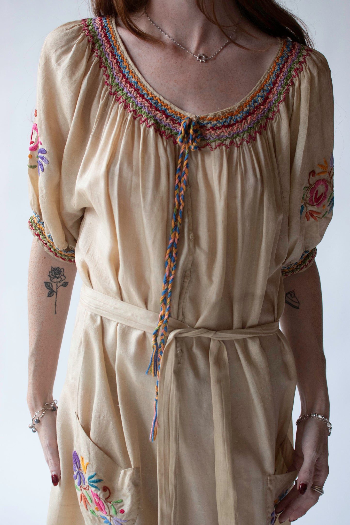 1920s Embroidered Silk Hungarian Dress