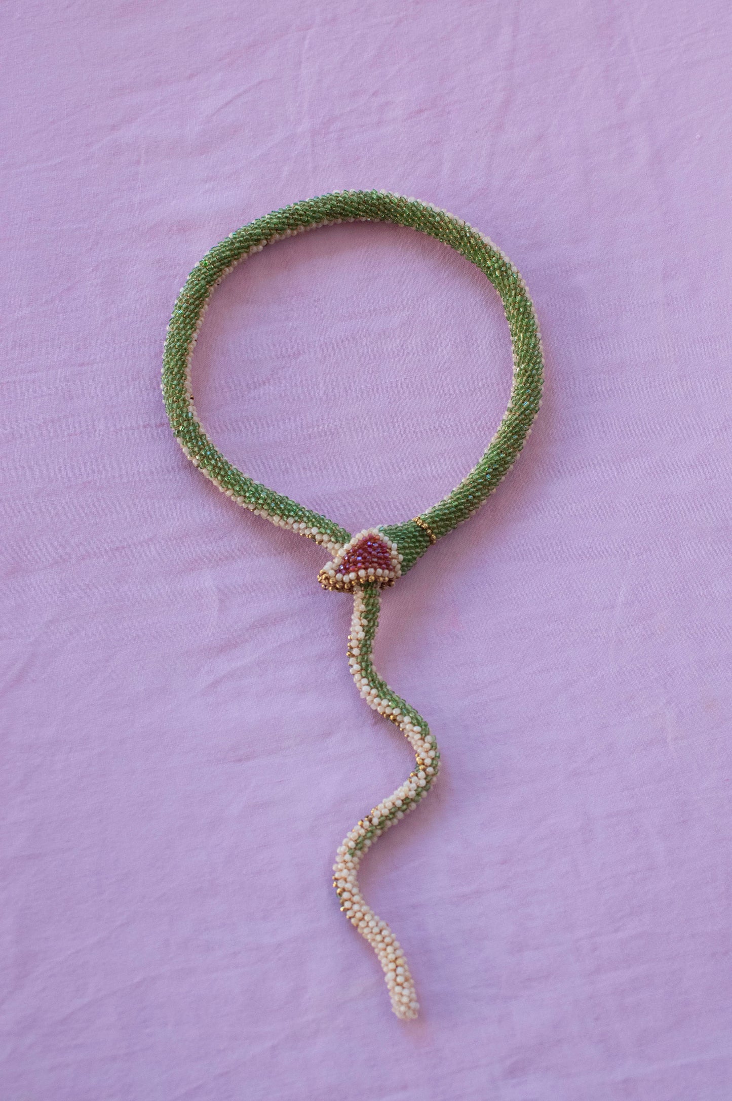 Bead Crochet Snake | Antique Pearl Diamond