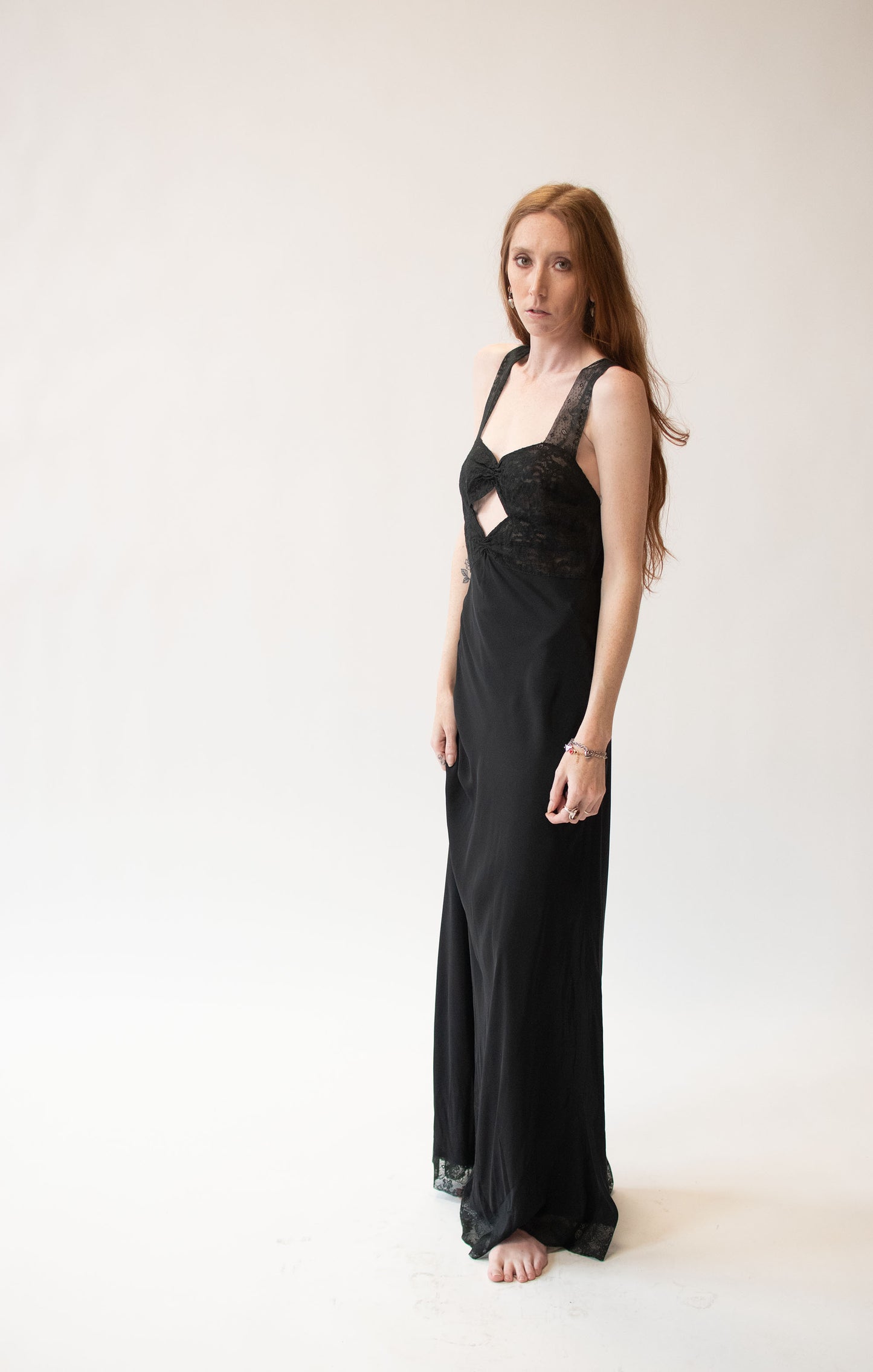 1940s Black Cutout Nightgown