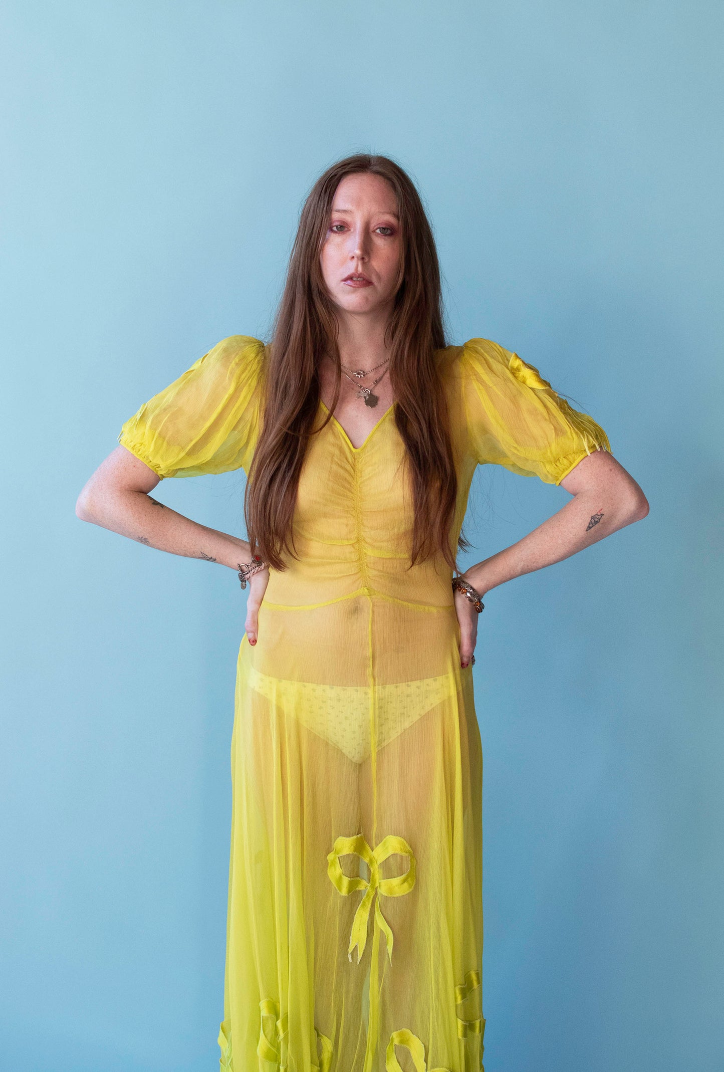 Chartreuse Puff Sleeve Dress | Norma Kamali