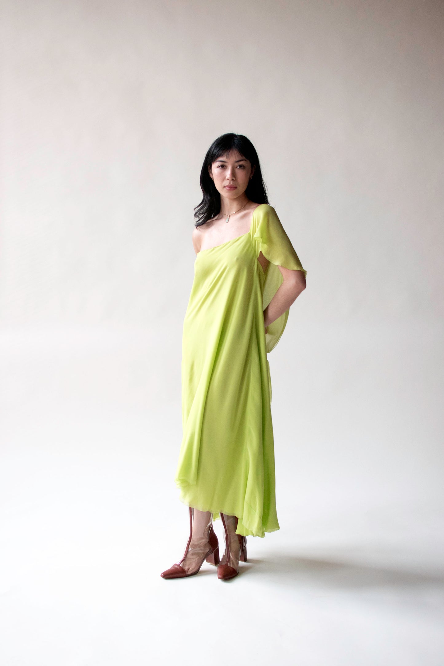 1970s Slime Green Chiffon Dress | Holly Harp