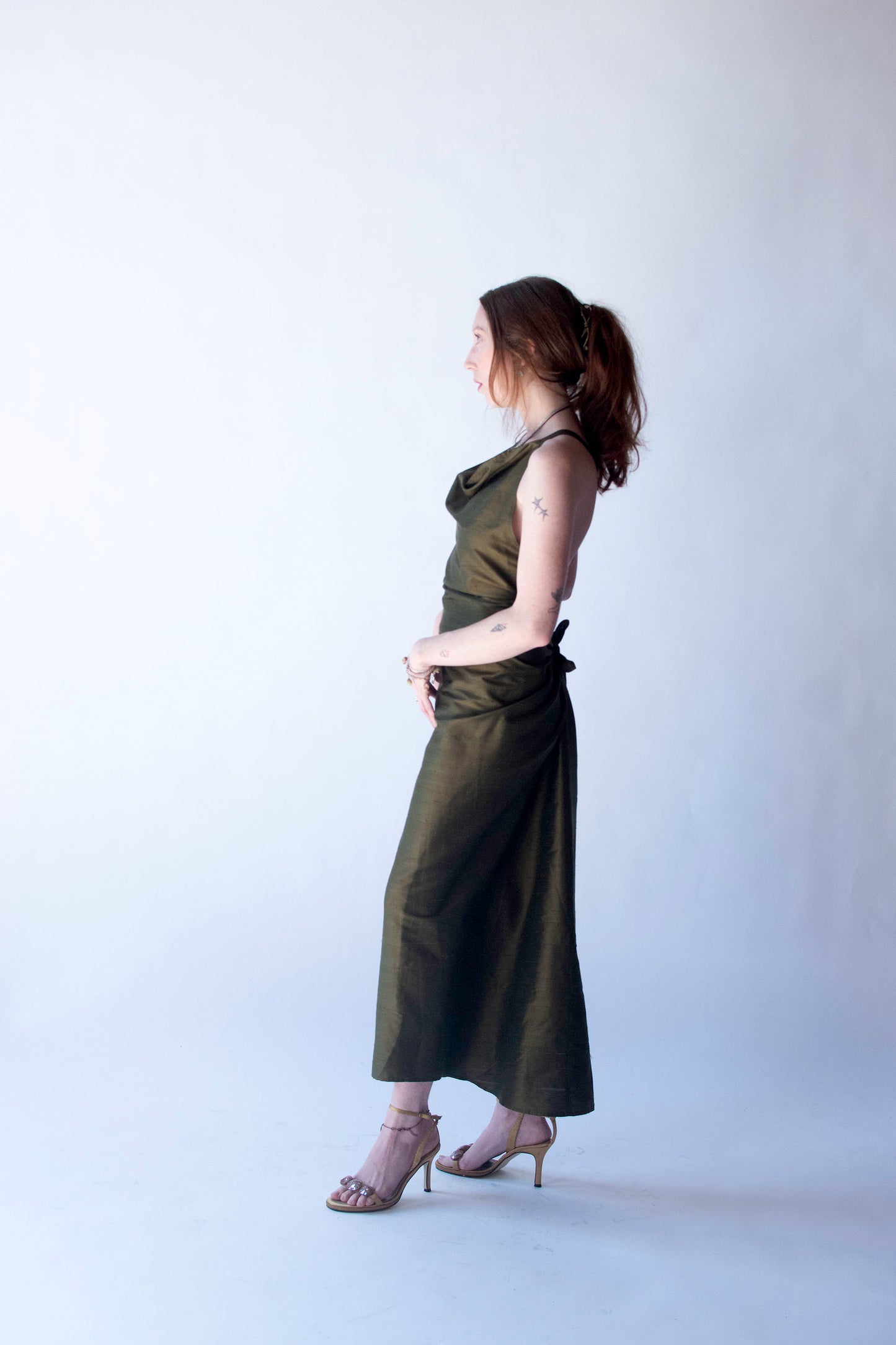 Olive Silk Dress | Stephan Janson