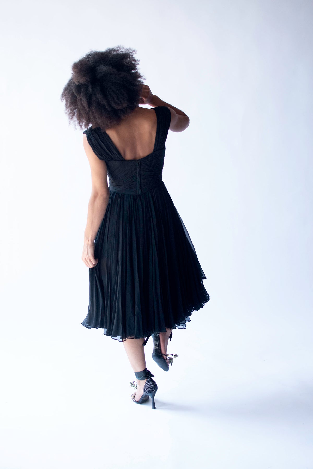 1950s Gathered Chiffon Dress | Nanty