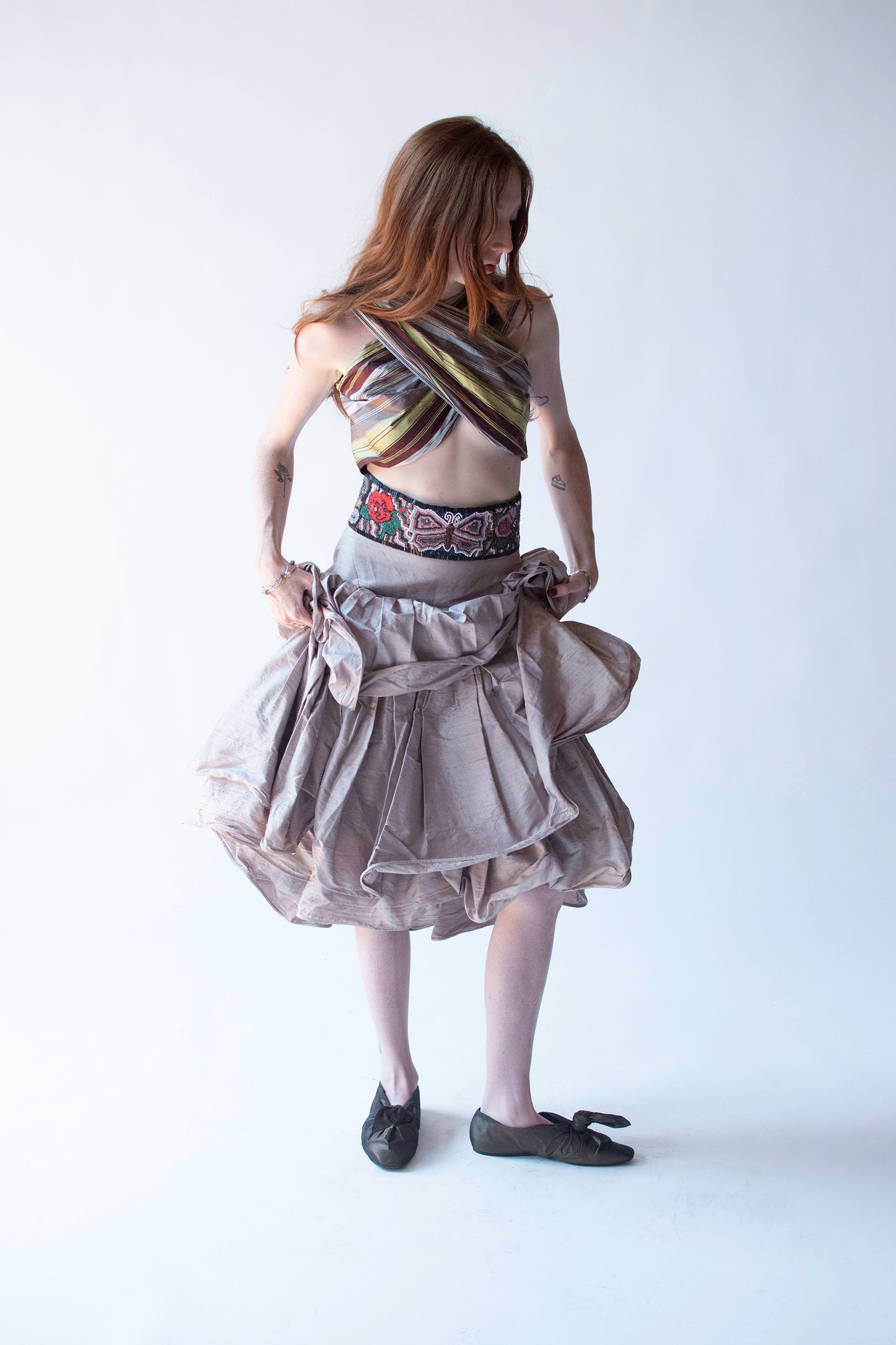 Putty Silk Ruffled Skirt | Romeo Gigli for Callaghan