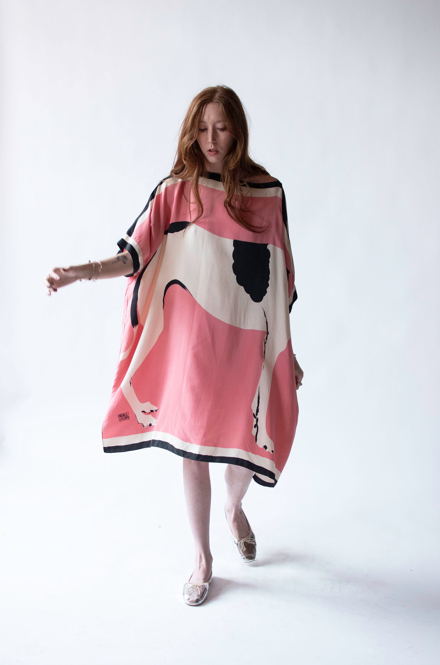 1980s Greyhound print silk caftan | Michael Vollbracht