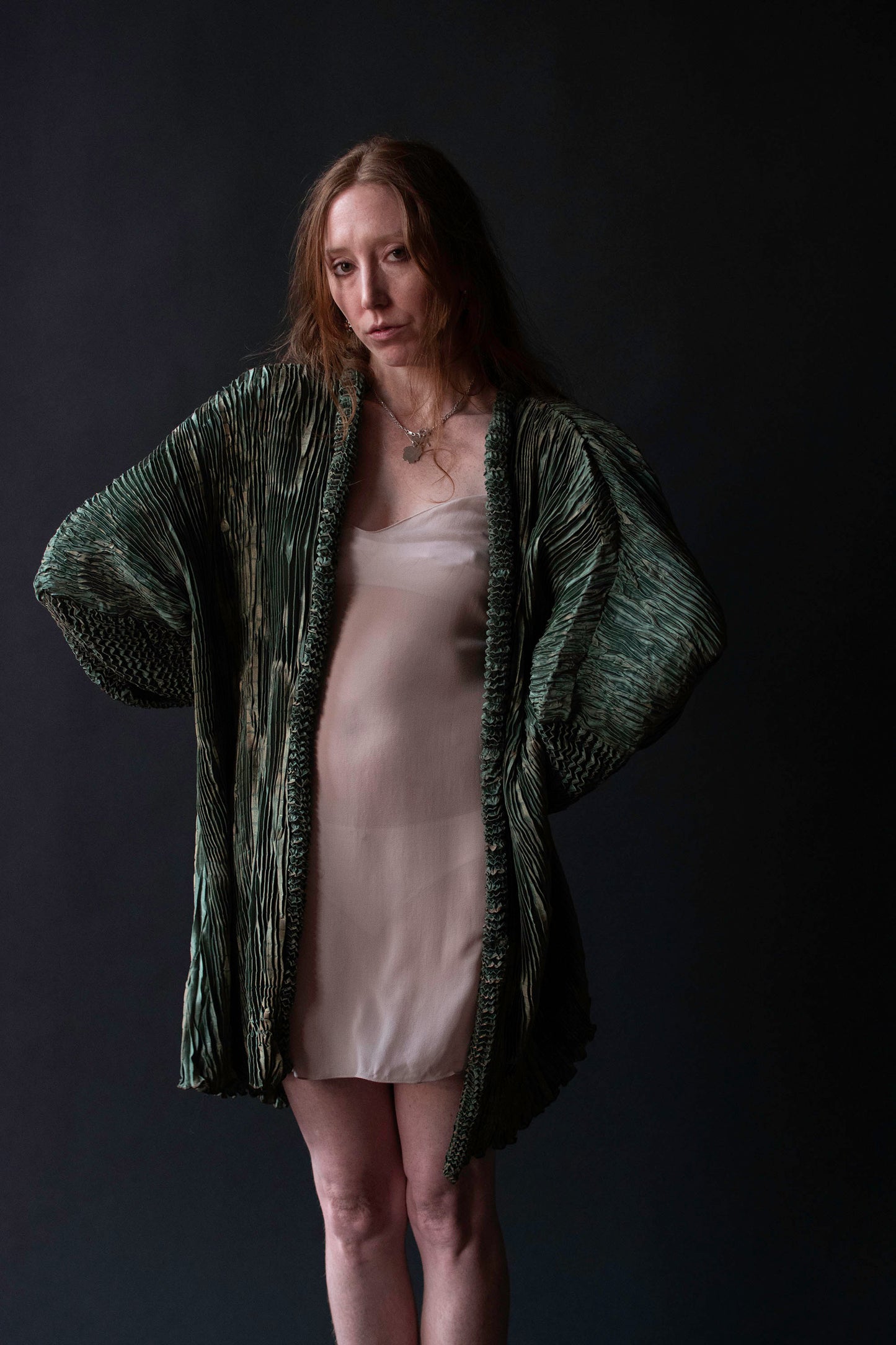 Pleated Green Jacket | Justine Limpus Parish