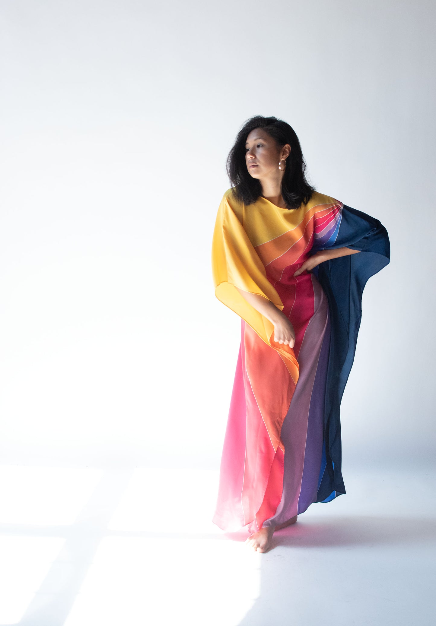 1970s Rainbow Silk Caftan