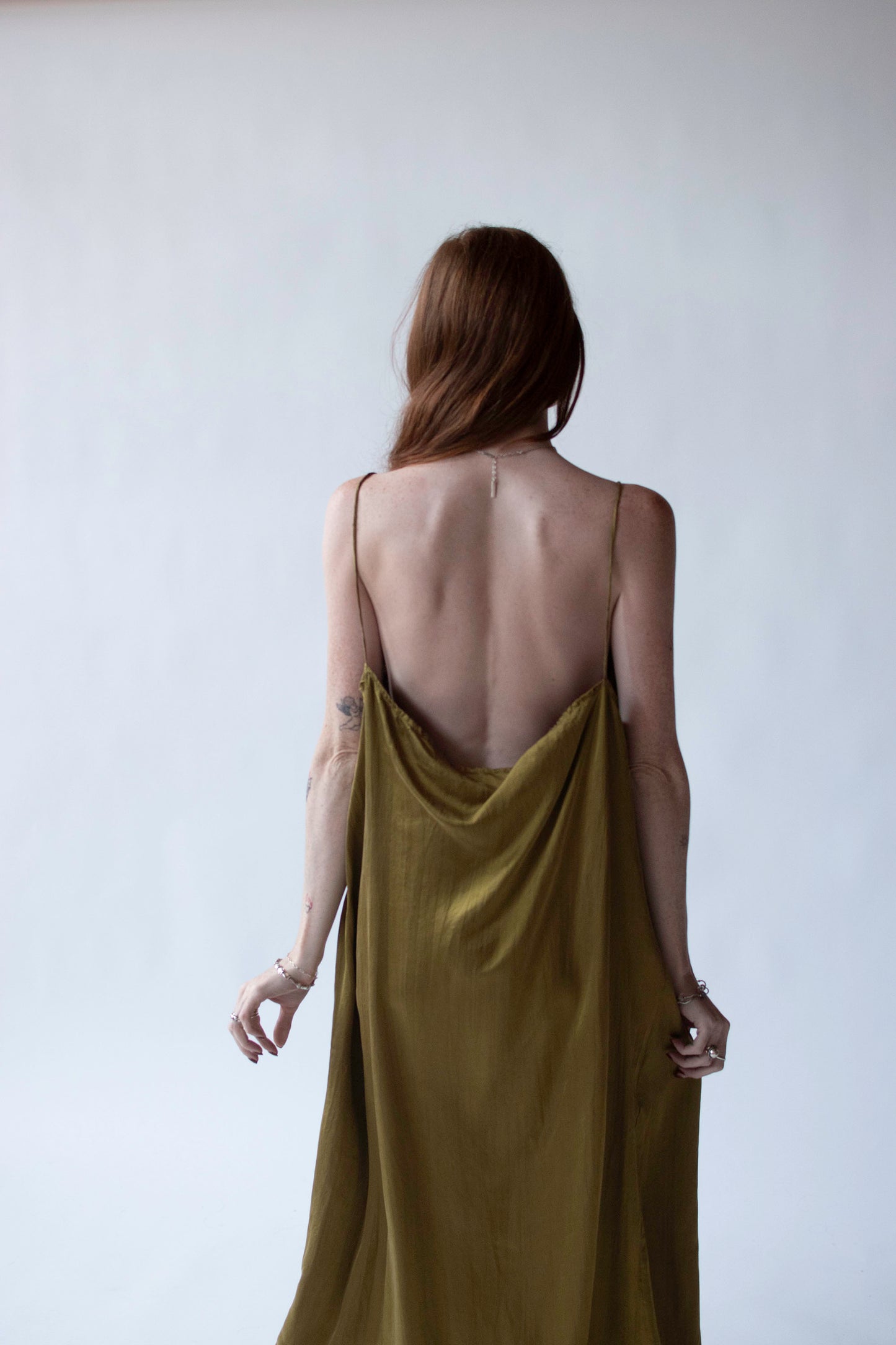 Olive Silk Slip Dress | Holly Lueders